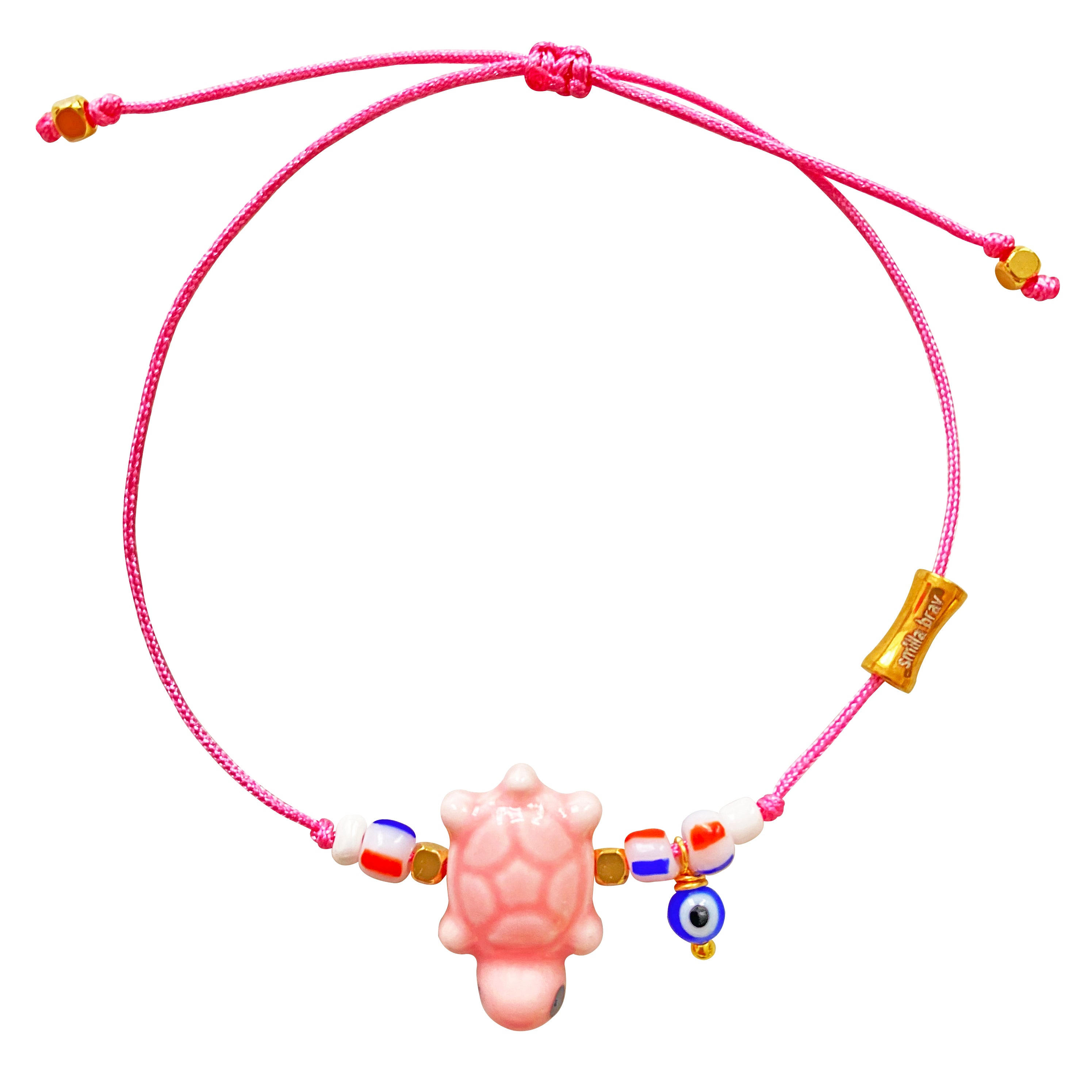 Smilla Brav Women's Gold / Pink Bracelet Pink Lucky Turtle In Multi