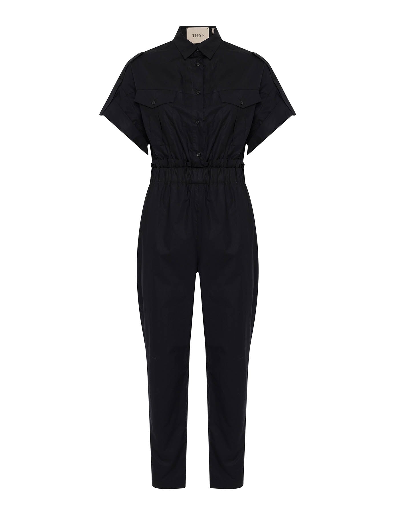 Theo The Label Women's Black Echo Paper Bag Jumpsuit In Black