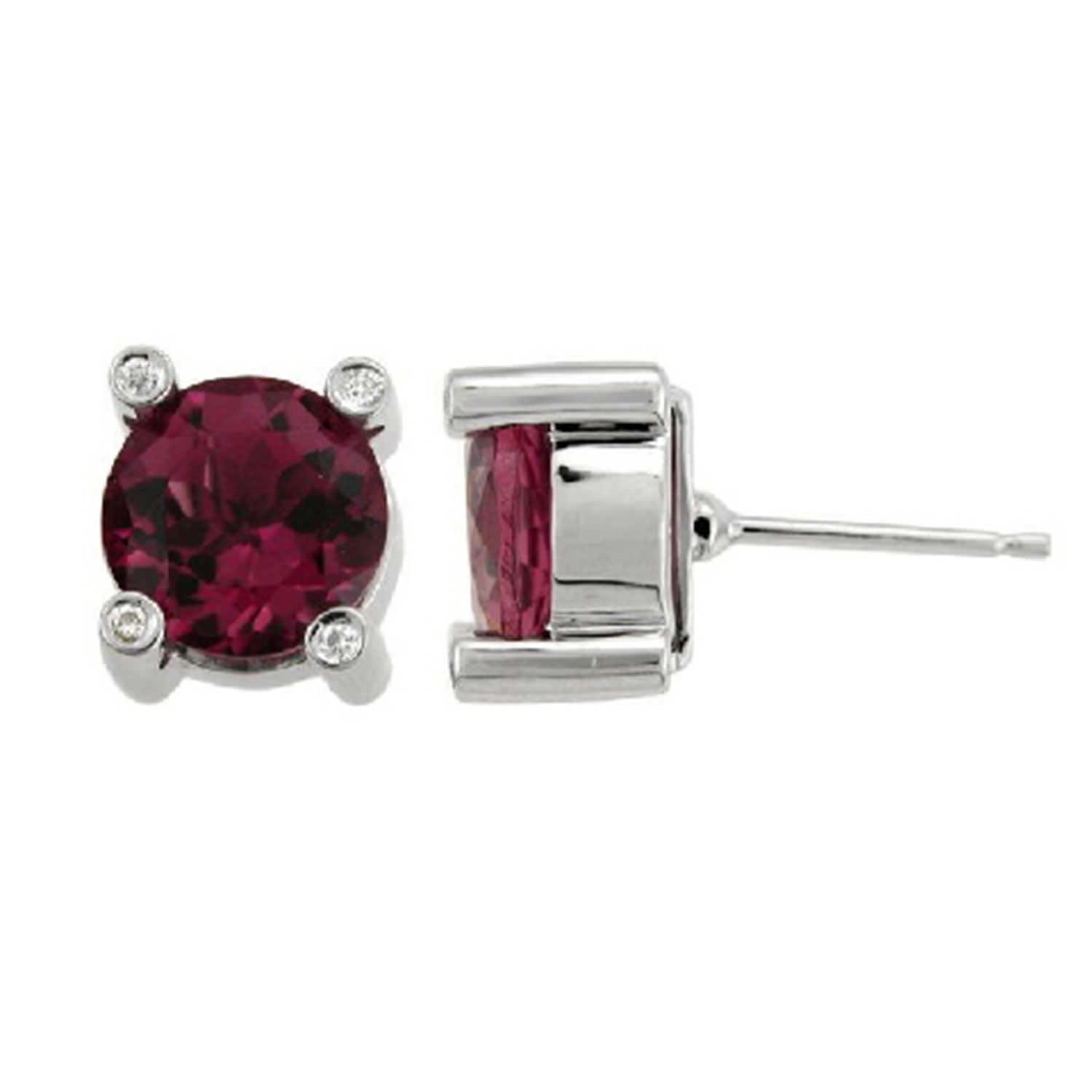 Women’s Pink / Purple / White Citrine Gemstone Mini Stud Earrings Diamond 18K White Gold Artisan