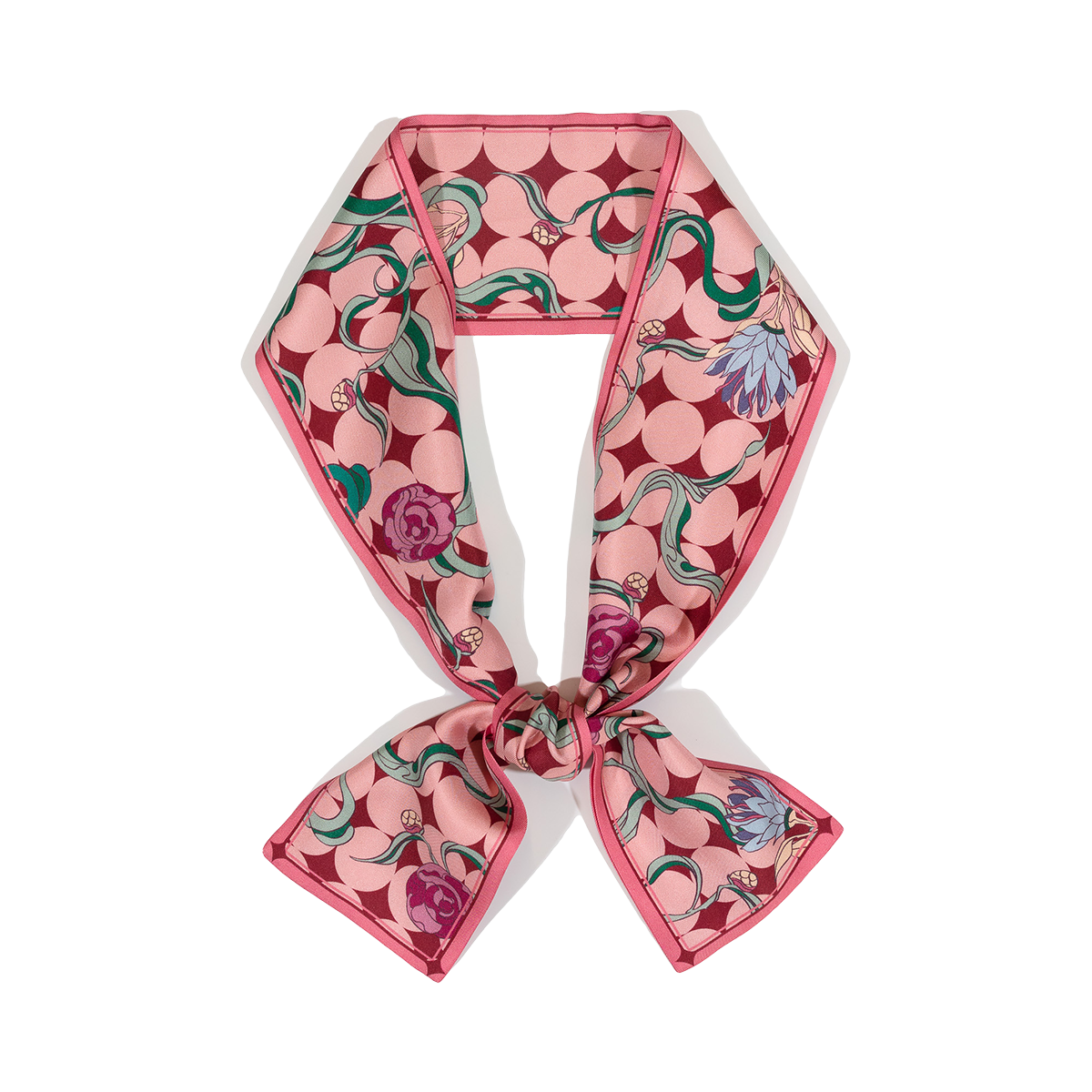 Women’s Pink / Purple "Dream" Silk Twilly Neck Bow Scarf - Sakura Pink Lost Pattern Nyc