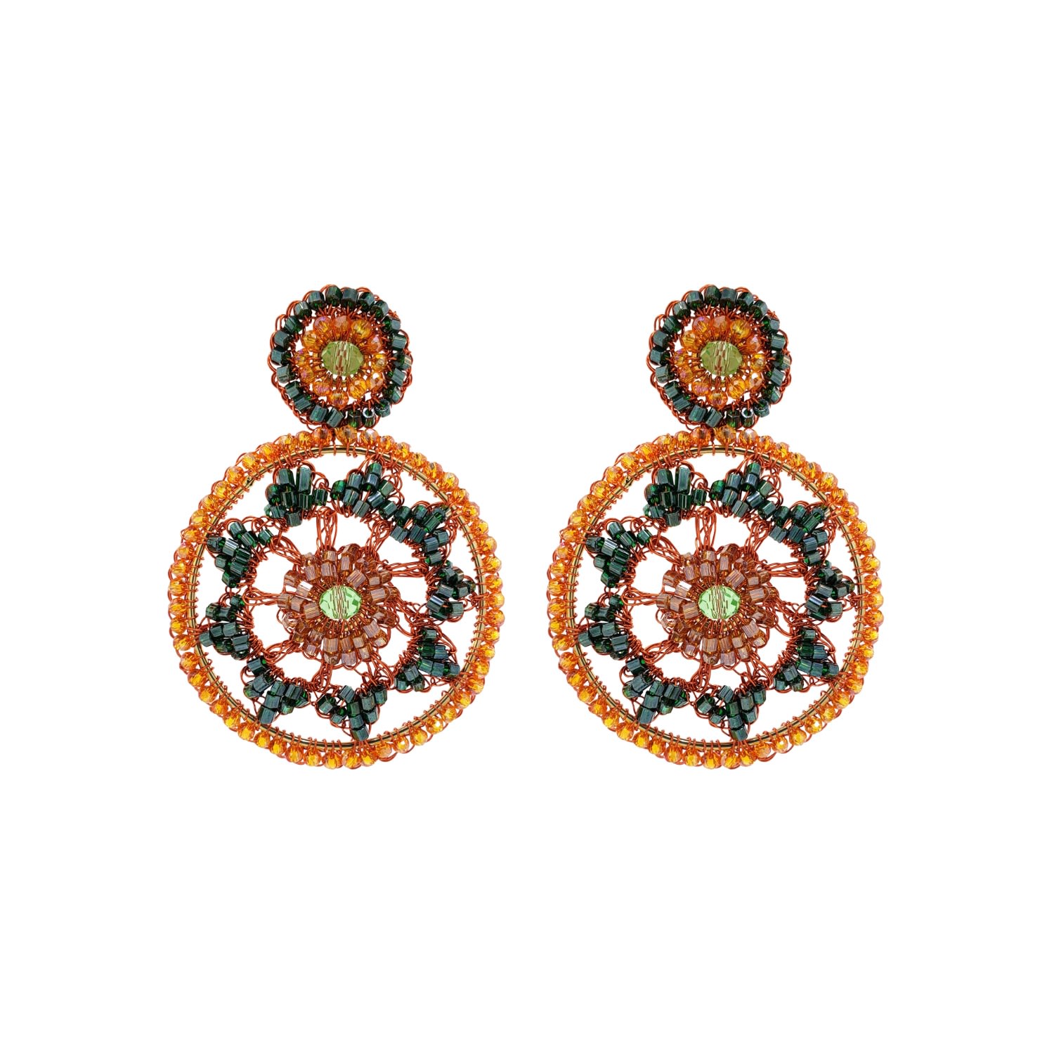 Women’s Yellow / Orange Mystic Amber Mix Zia Handmade Crochet Earrings Lavish by Tricia Milaneze