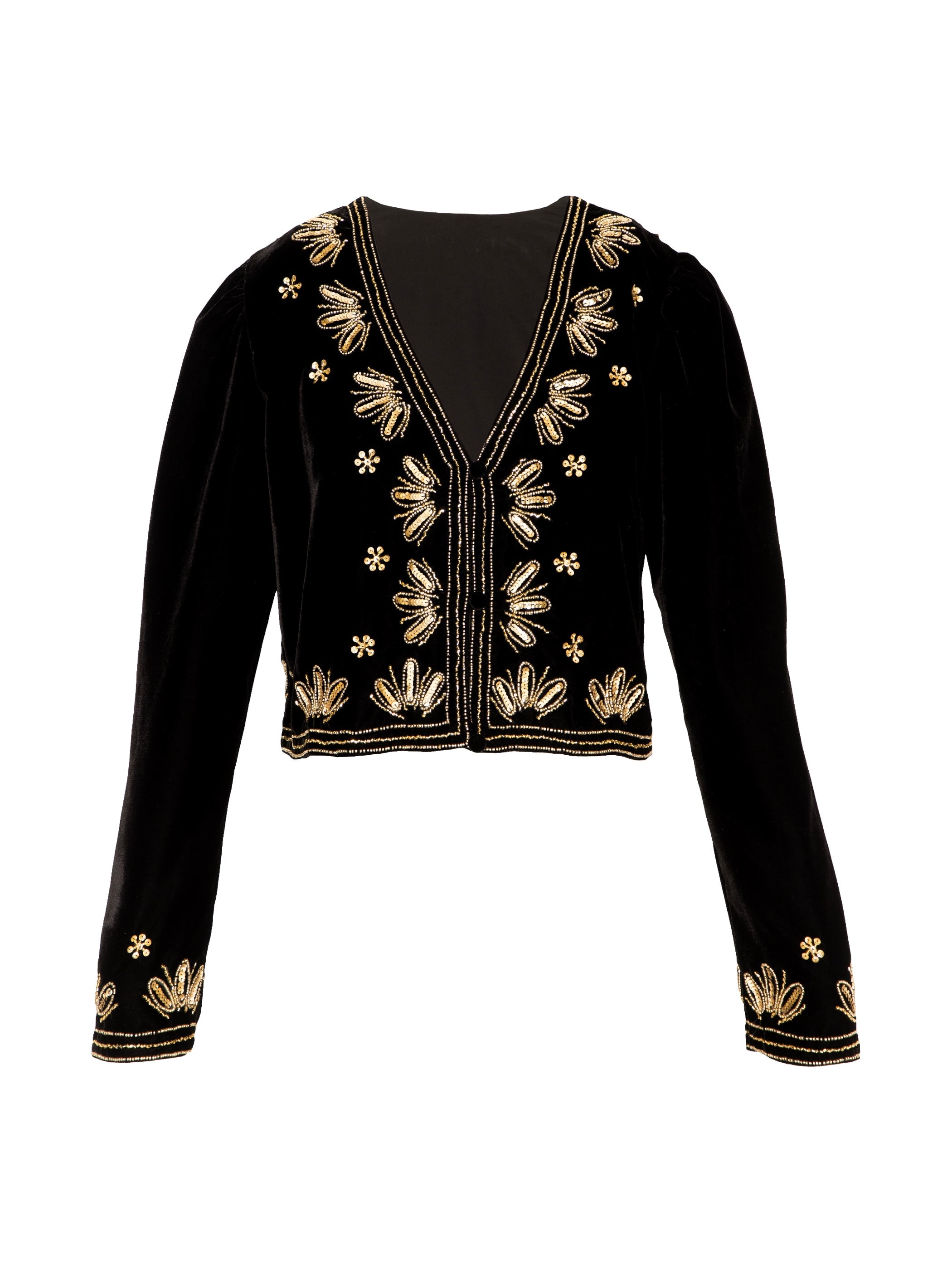 Rose & Nancy Women's Gold / Black Celeste Black Velvet Embellished Trophy Jacket In Black