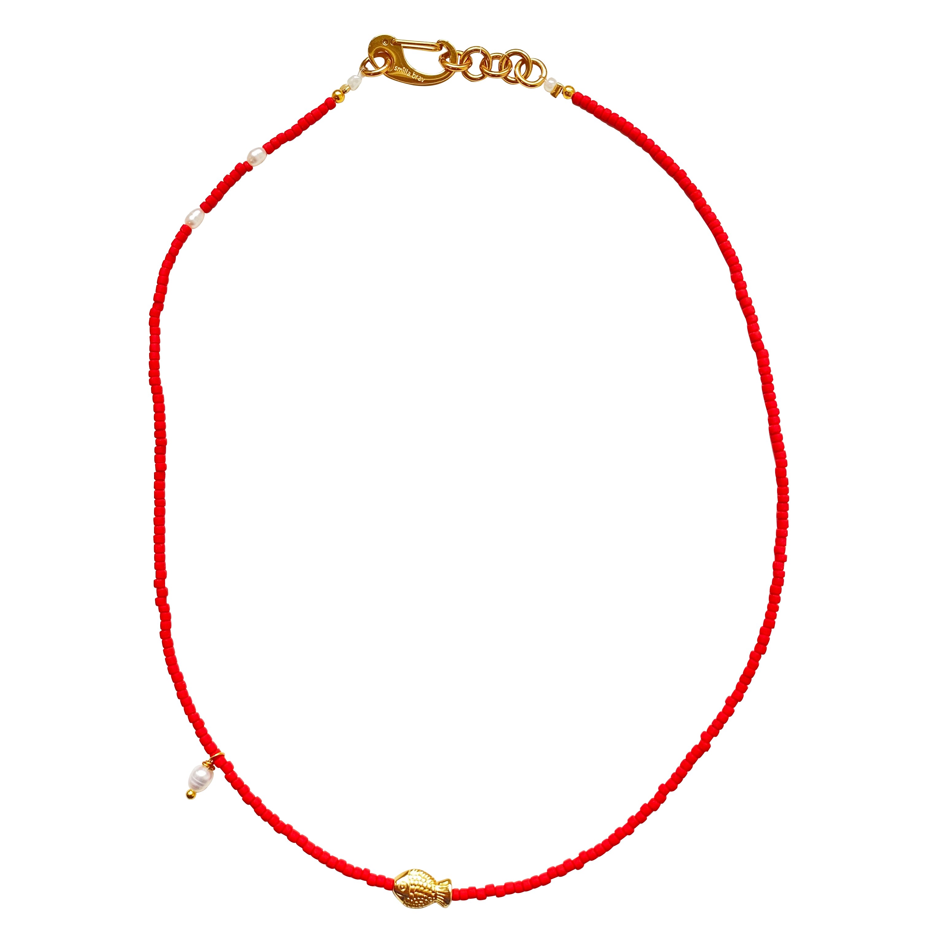 Smilla Brav Women's White / Red / Gold Red Fish Necklace