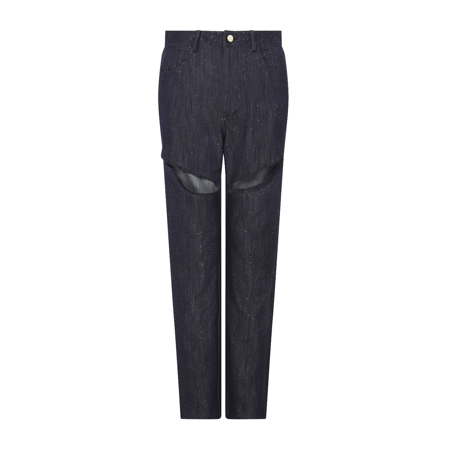 Sour Figs Embellished Sparkly Cut-out Jeans In Profound Blue In Blue