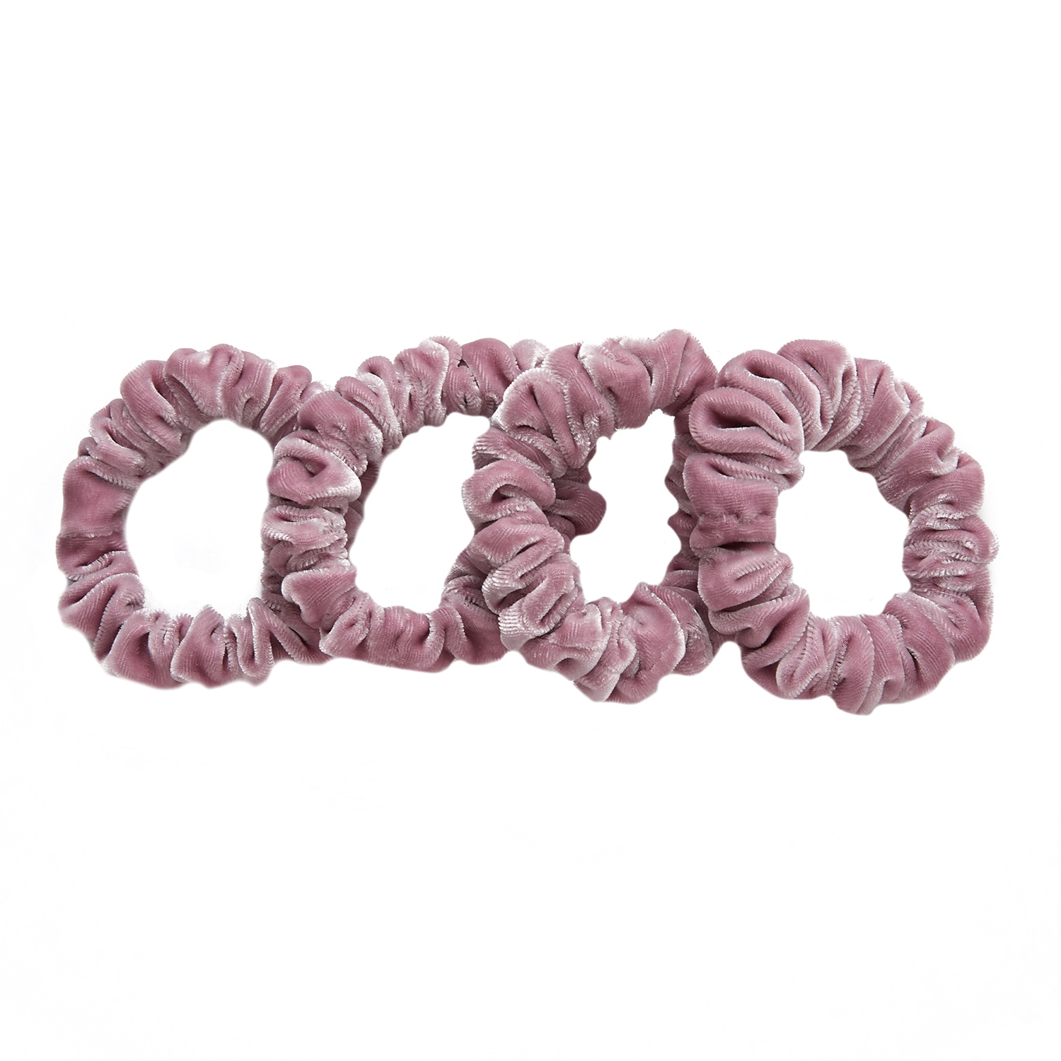 Soft Strokes Silk Women's Pink / Purple Silk Velvet Handmade Mini Scrunchie Set Of Four, Lipstick Collection In Orchid In Pink/purple