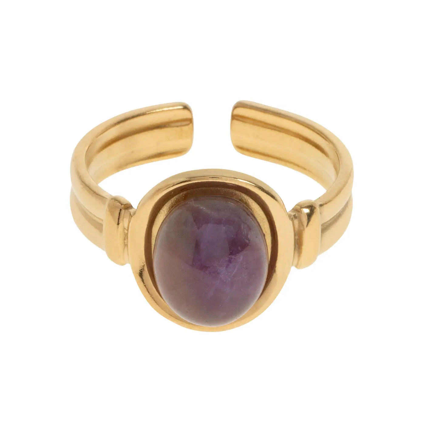 Timi Of Sweden Women's Gold Anouk - Amethyst Statement Adjustable Ring Stainless Steel