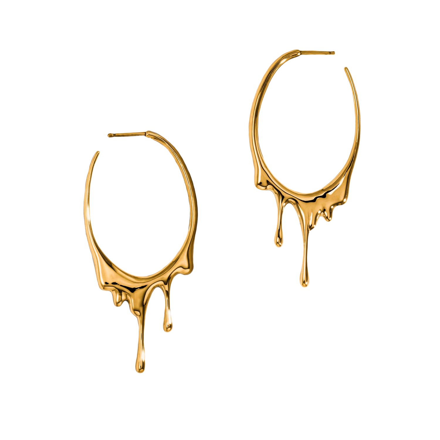 Women’s Dripping Oval M Gold Vermeil Hoop Earrings Marie June Jewelry