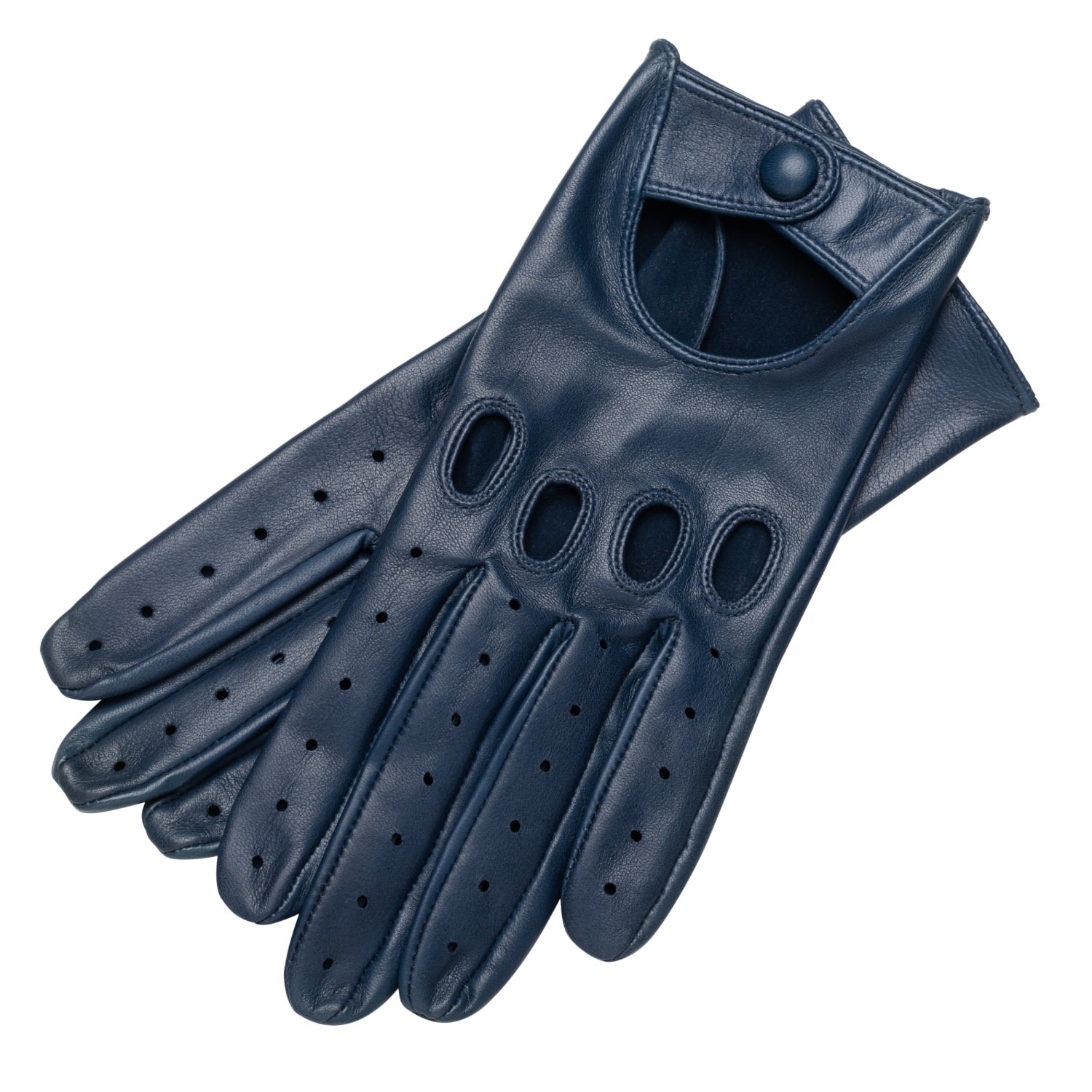 Arezzo - Women’s Leather Driving Gloves In Jeans Blue Nappa Leather 6.5" 1861 Glove Manufactory