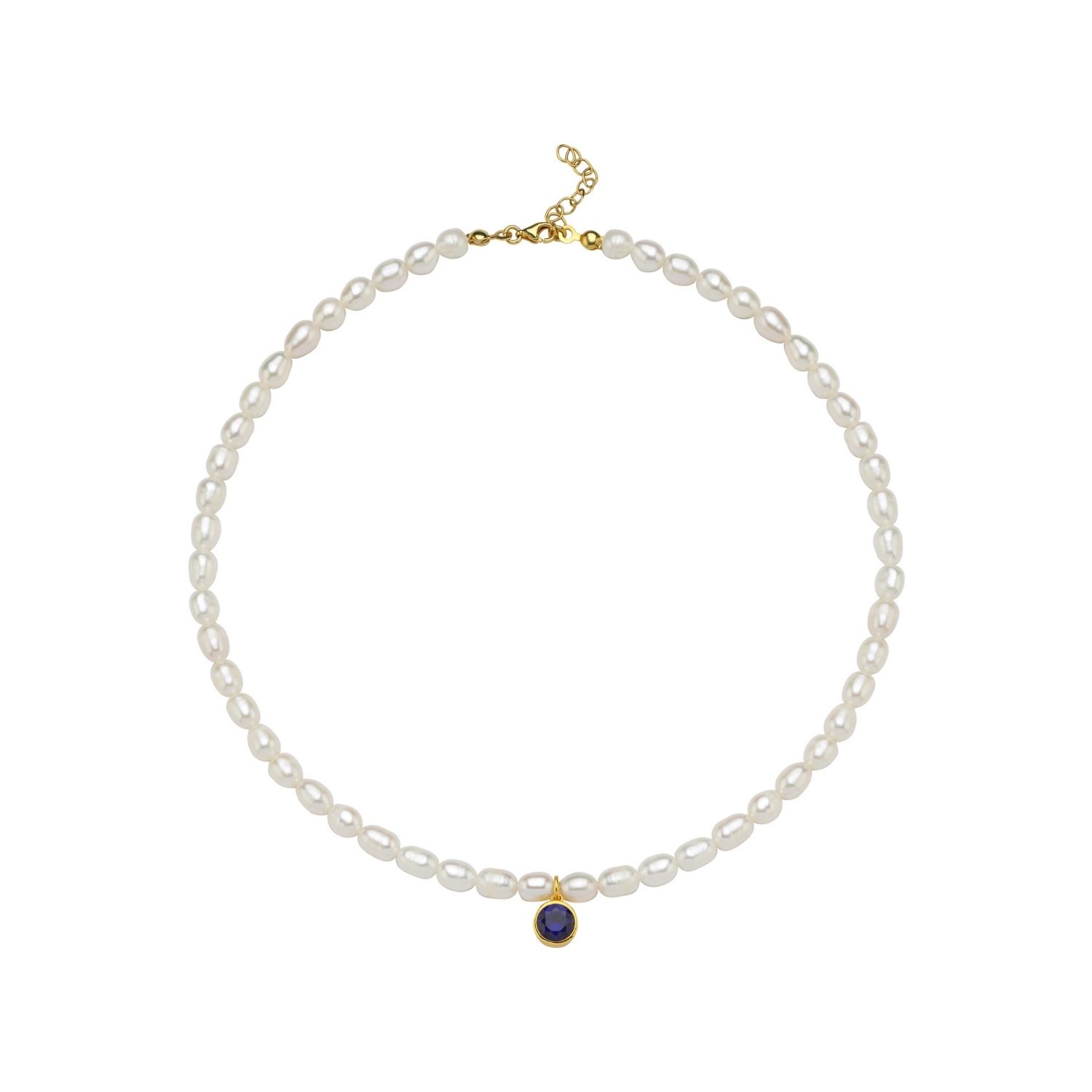 Linya Jewellery Women's Cosmic Big Pearl Zodiac Necklace Navy Blue Birthtone In Blue