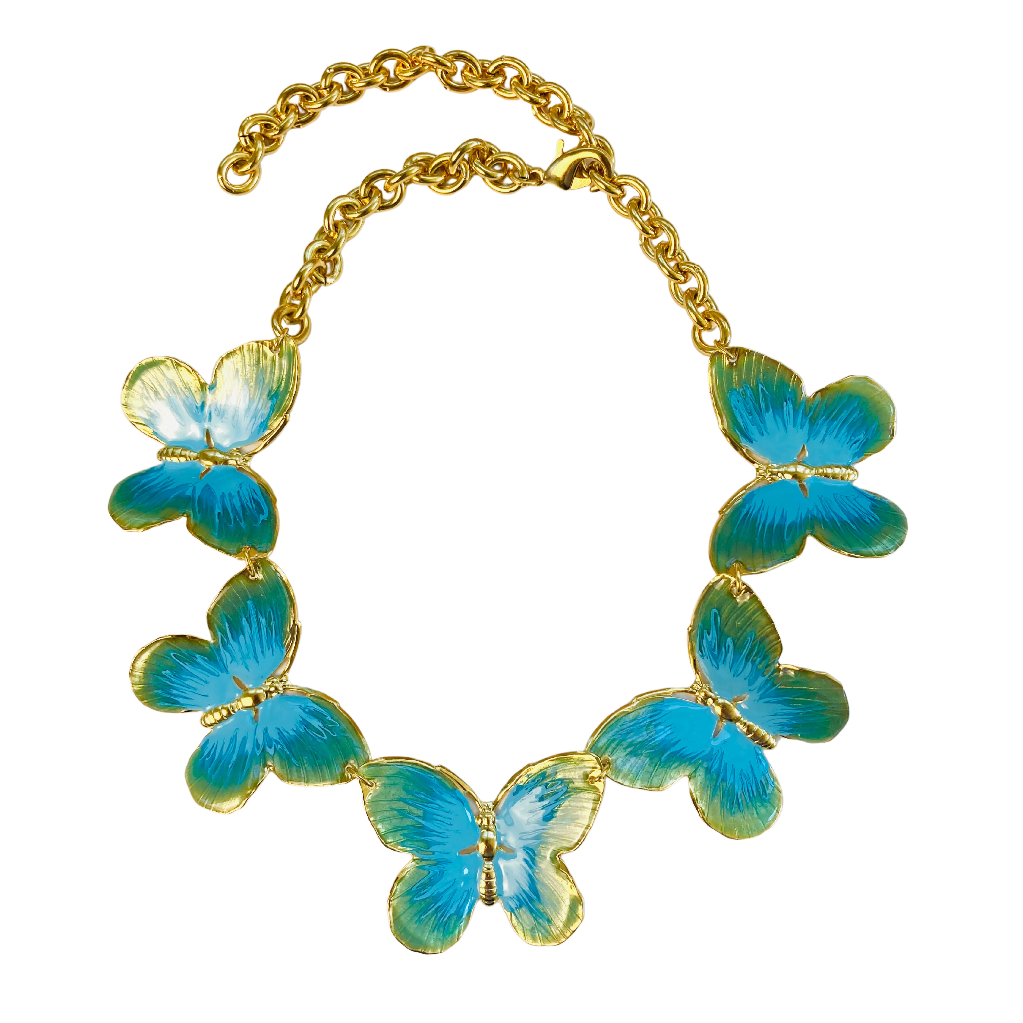 The Pink Reef Women's Blue Oversized Butterfly Necklace In Ocean