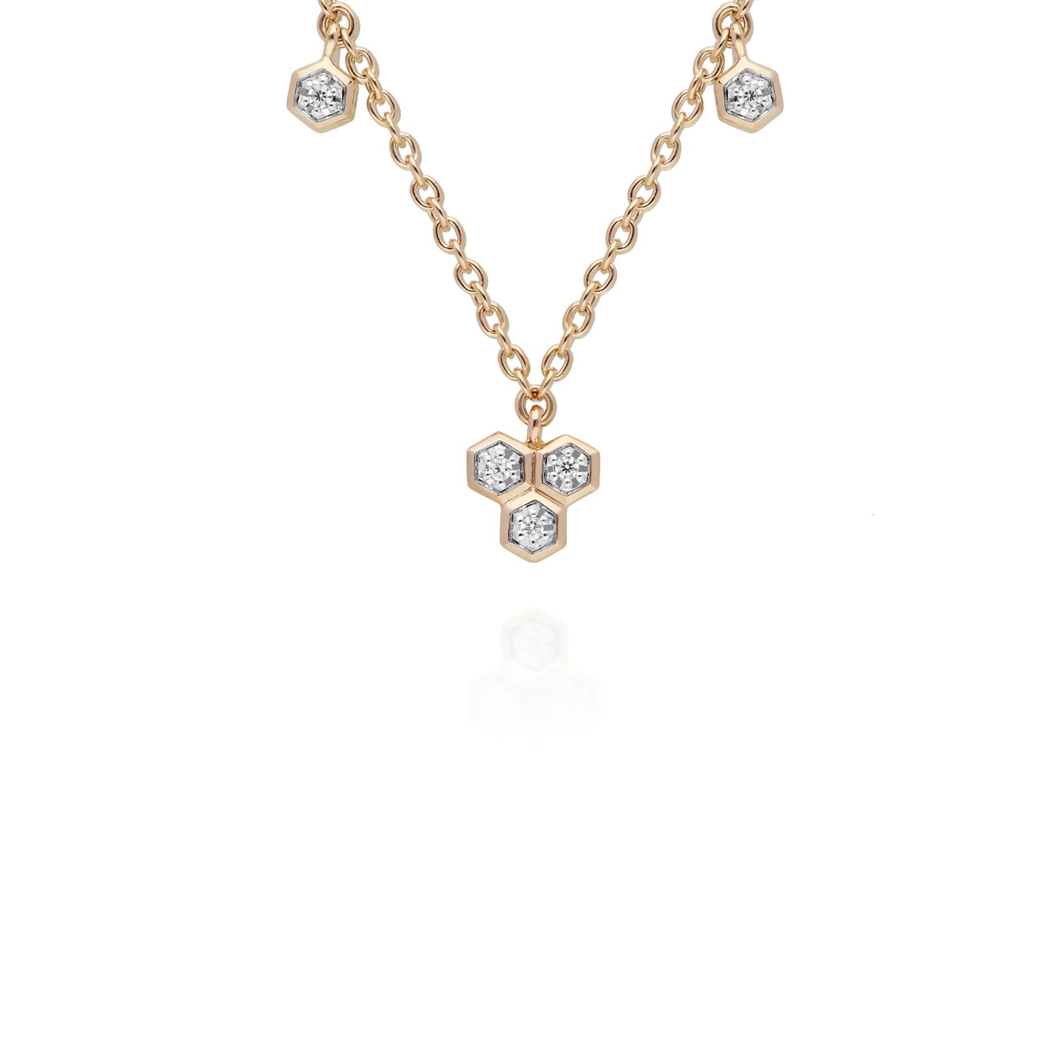 Women’s Diamond Geometric Trilogy Chain Necklace In 9Ct Yellow Gold Gemondo