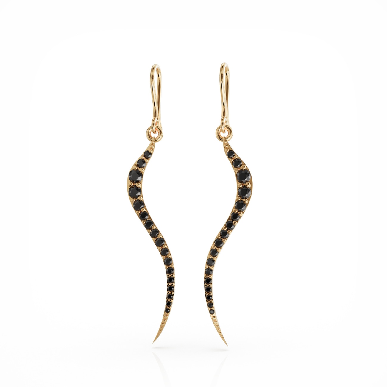 Linda Fiore Women's Gold / Black Swirl Earrings Gold Vermeil With Black Onyx Cz