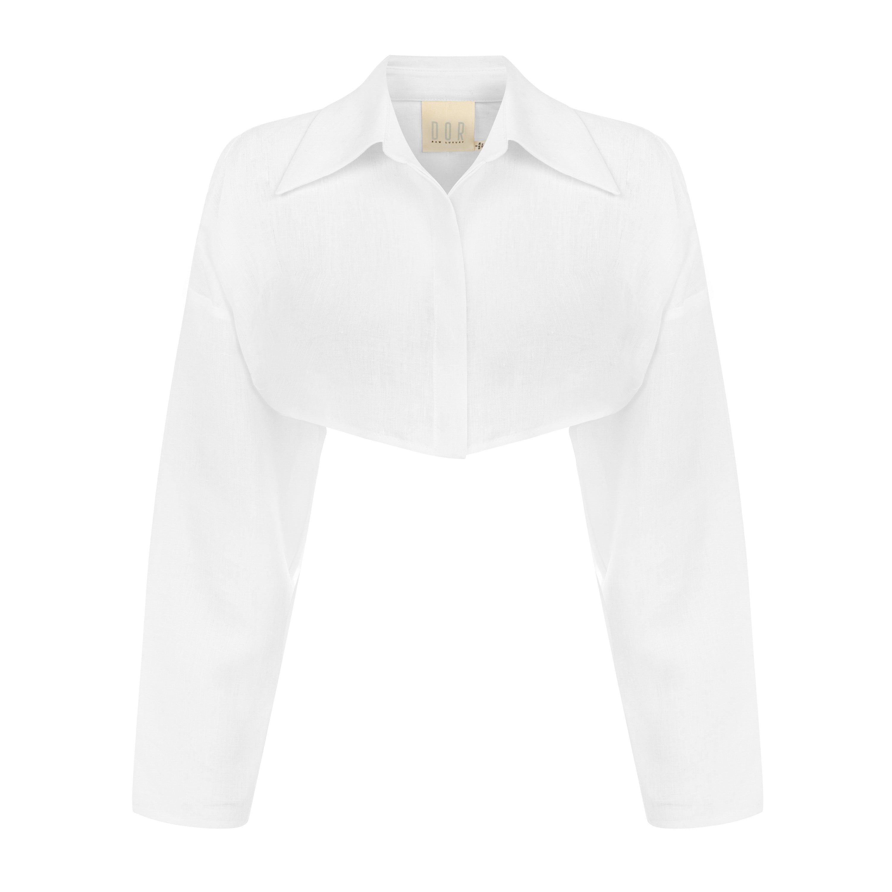 Dor Raw Luxury Women's Words Linen Shirt - White