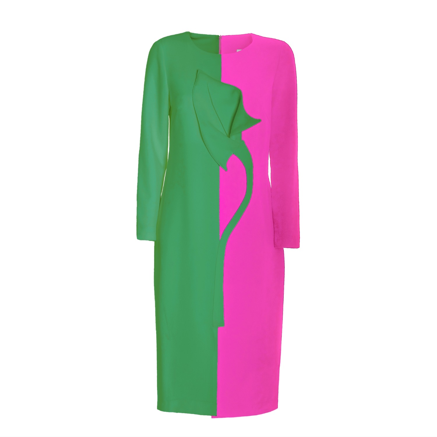 Green & Pink Calla Flower Midi Dress by Julia Allert