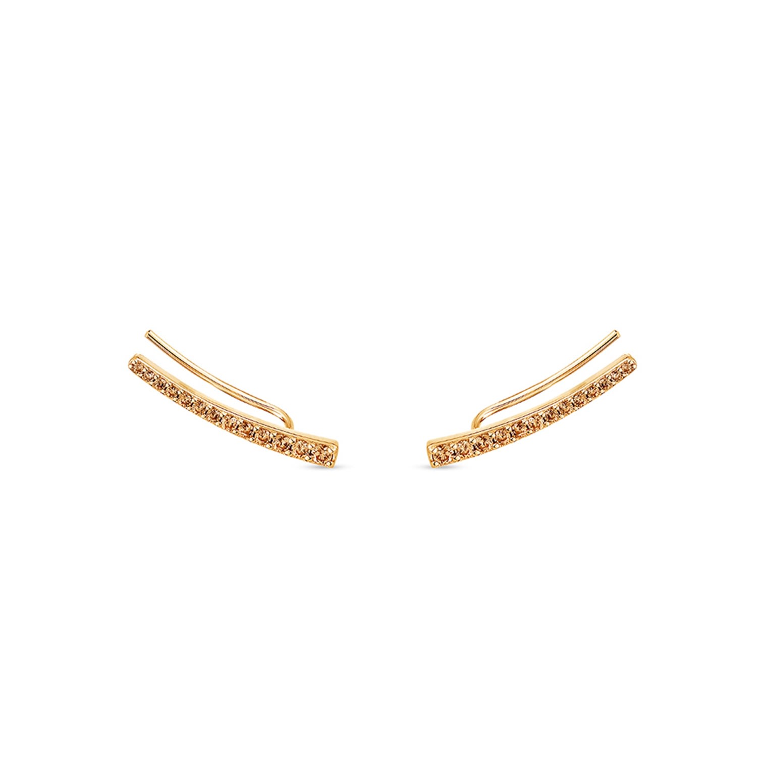 Sally Skoufis Women's Yellow / Orange Naked Ear Climber With Man Made Champagne Diamonds In Gold In Orange