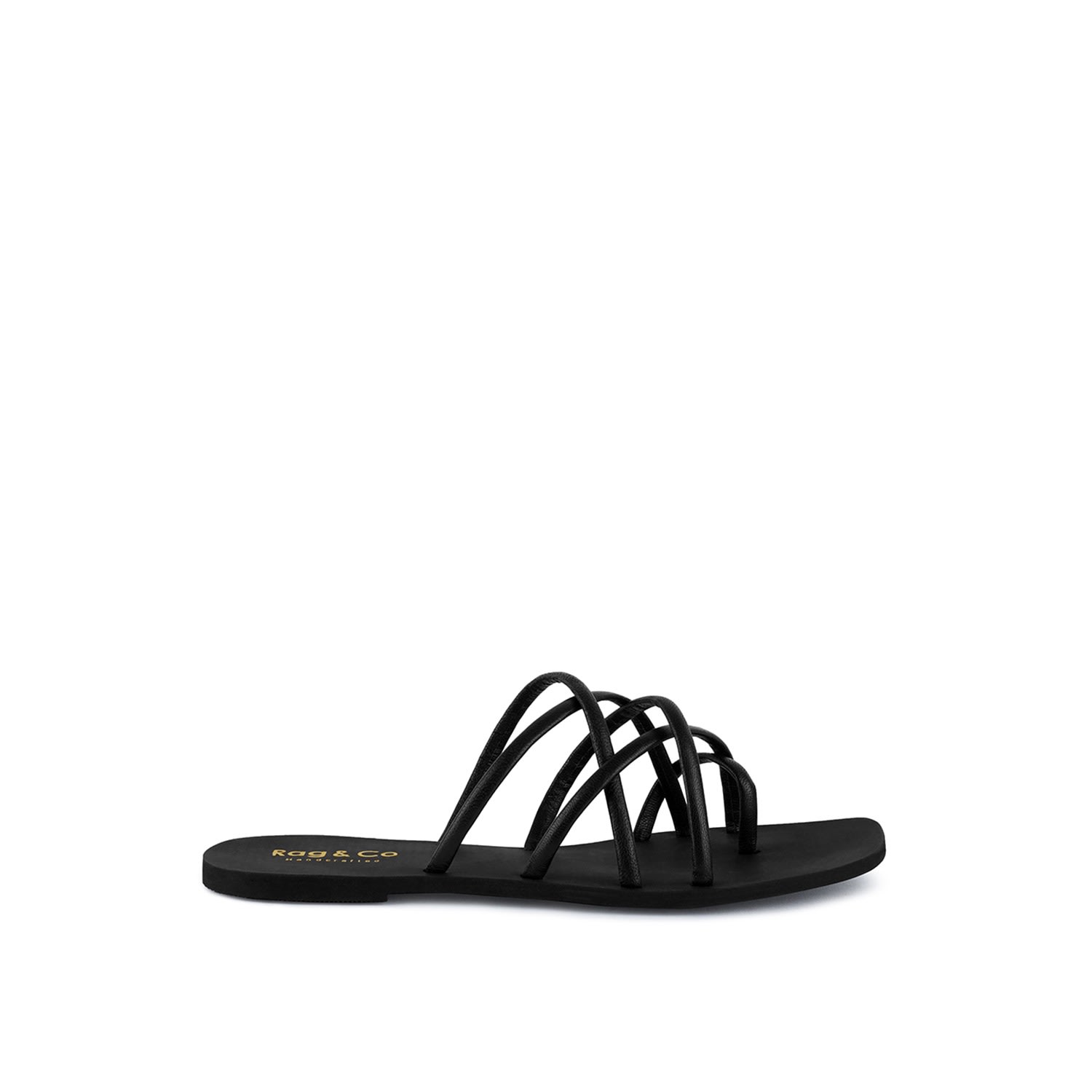 Rag & Co Women's Sweetin Black Strappy Flat Slip On Sandals In Black