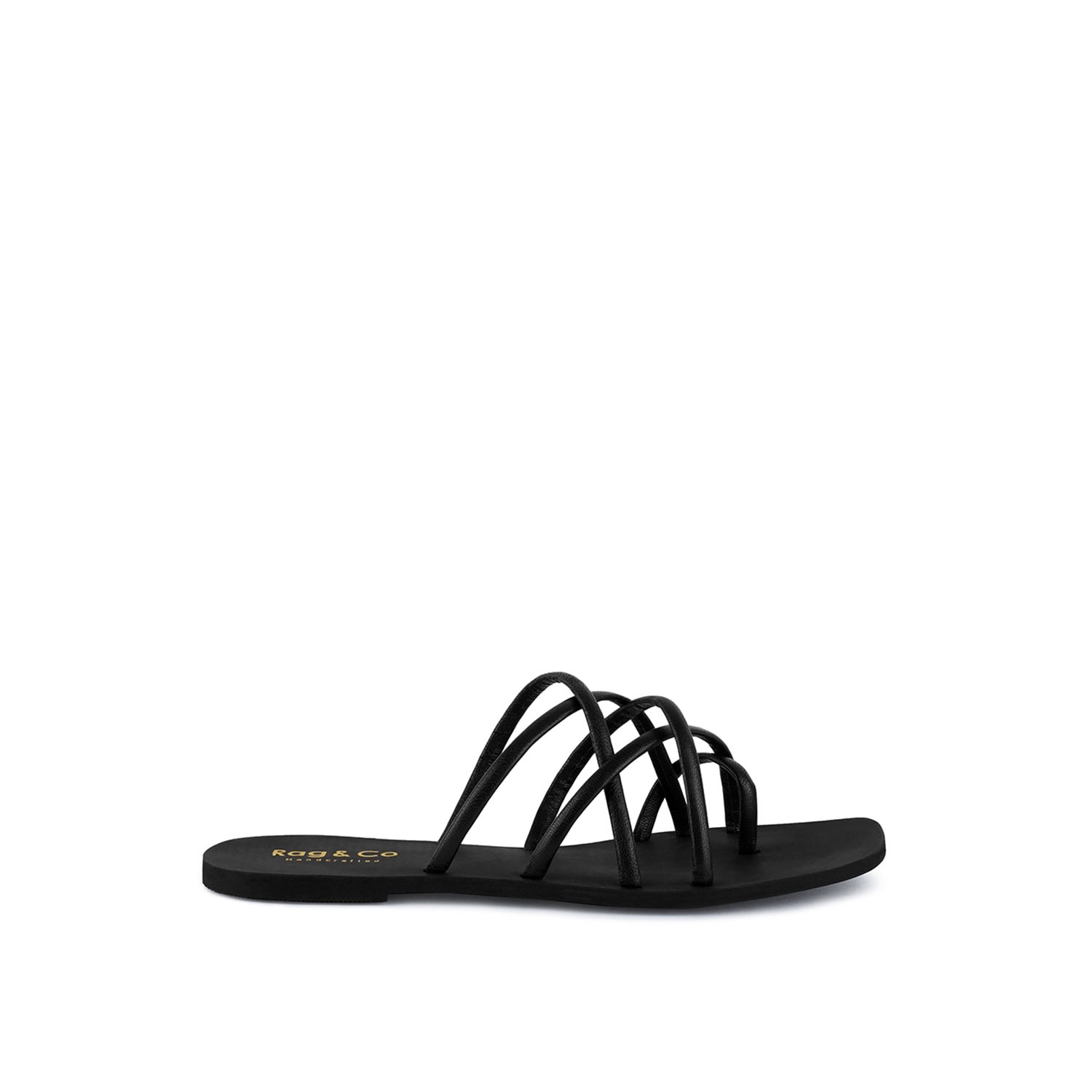 Women’s Sweetin Black Strappy Flat Slip On Sandals 8 Uk Rag & Co.