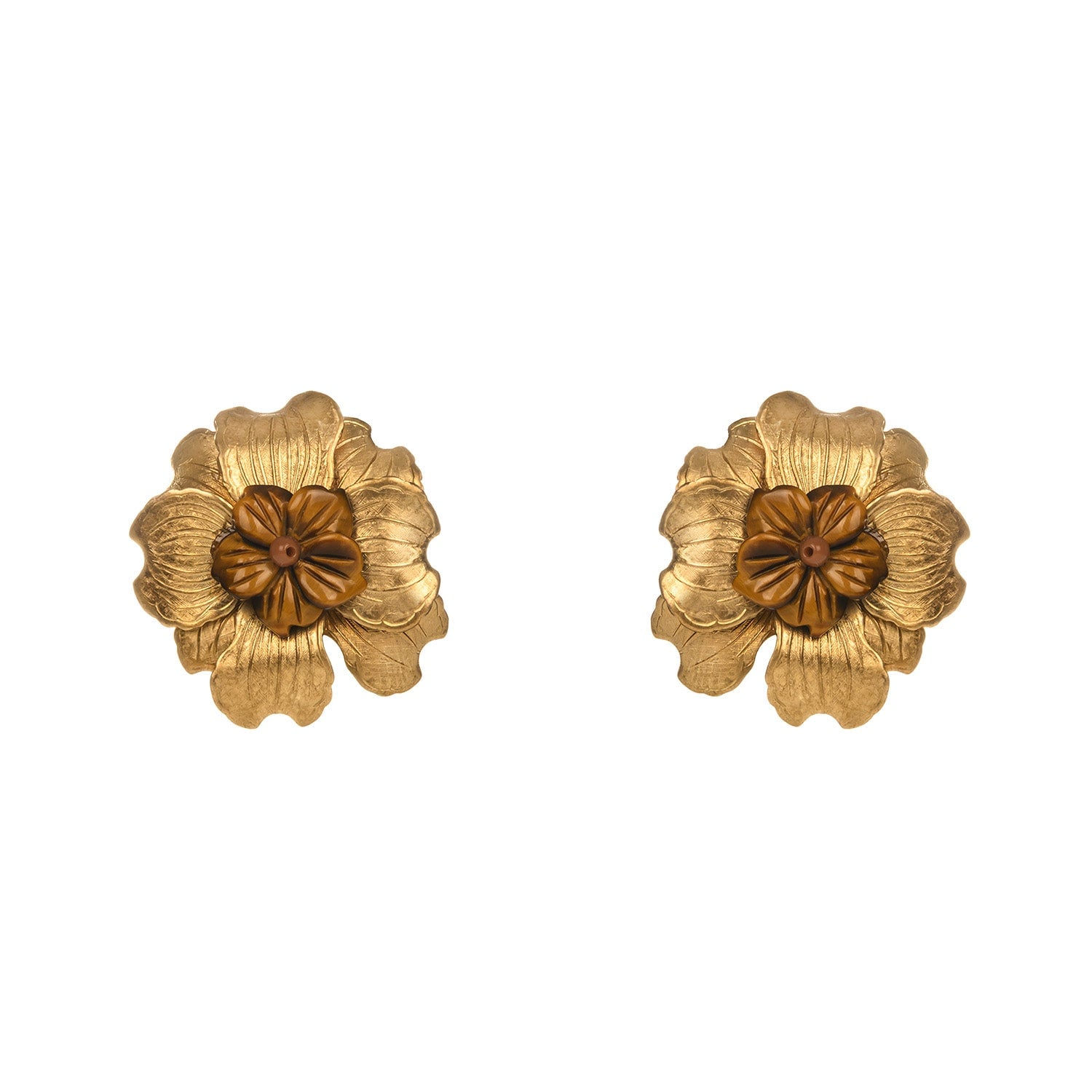 Pat’s Jewelry Women's Gold / Brown Small Pomegrate Earrings In Gold