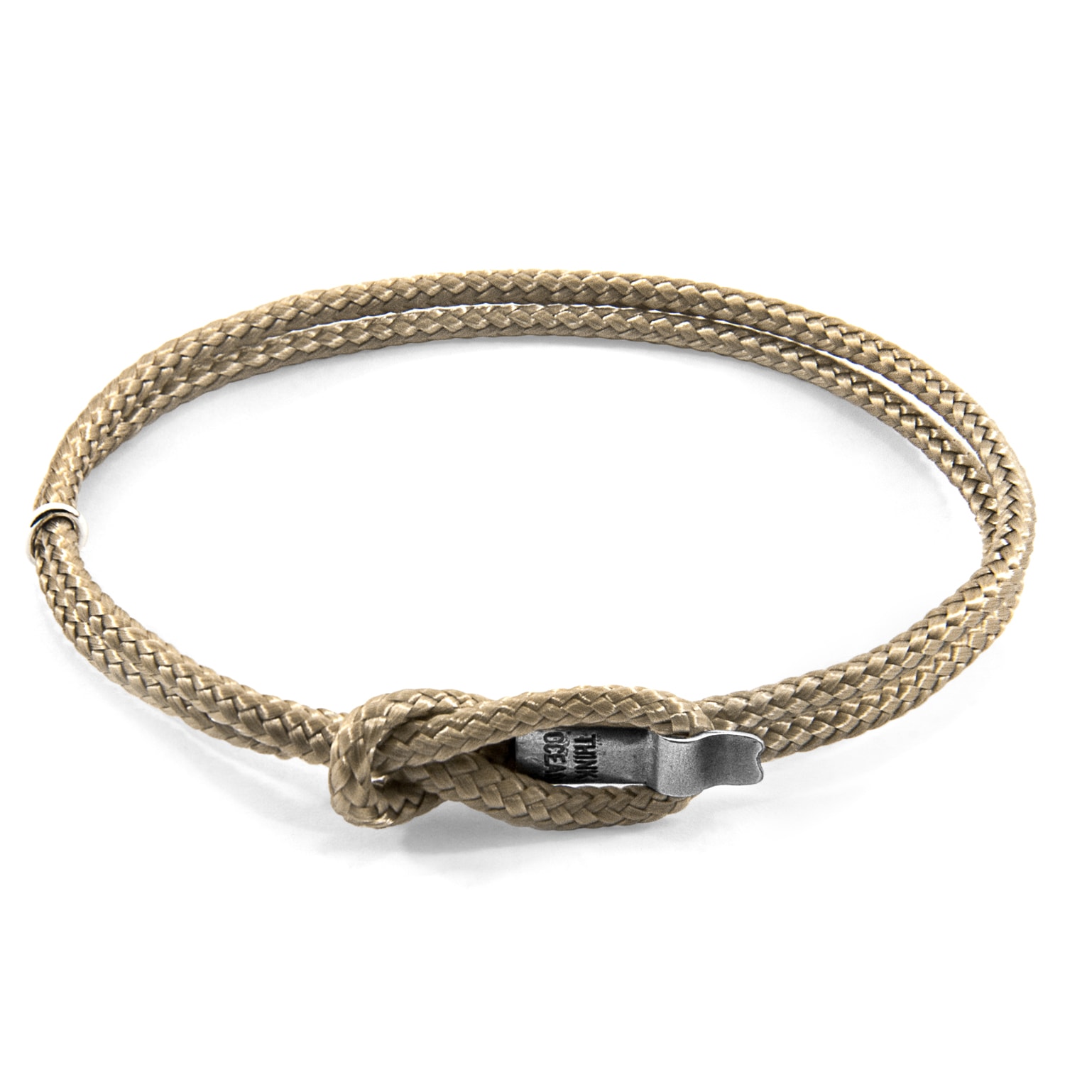 Anchor & Crew Neutrals Sand Brown Think Ocean Signature Silver & Rope Bracelet - Women