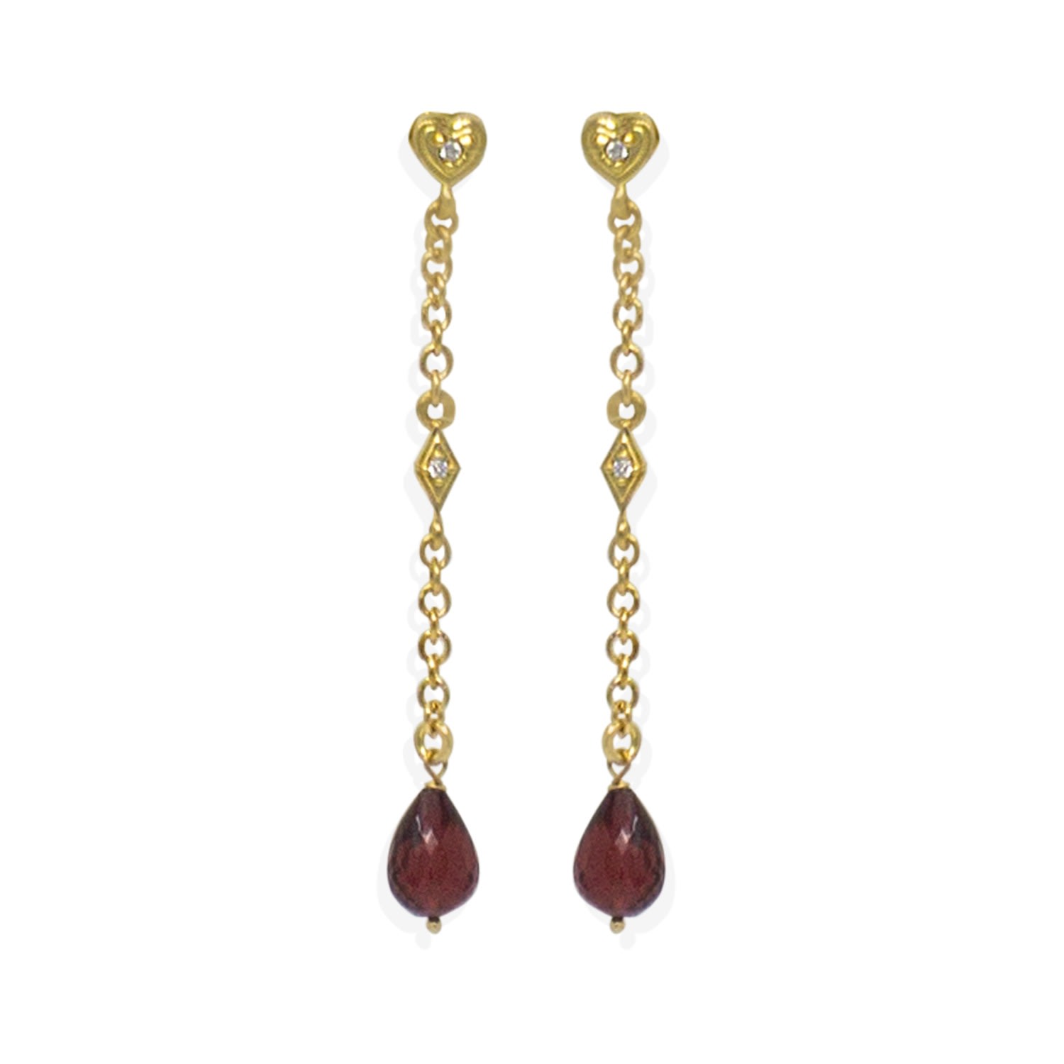 Women’s Red Luccichio Deco Gold-Plated Garnet Earrings Vintouch Italy