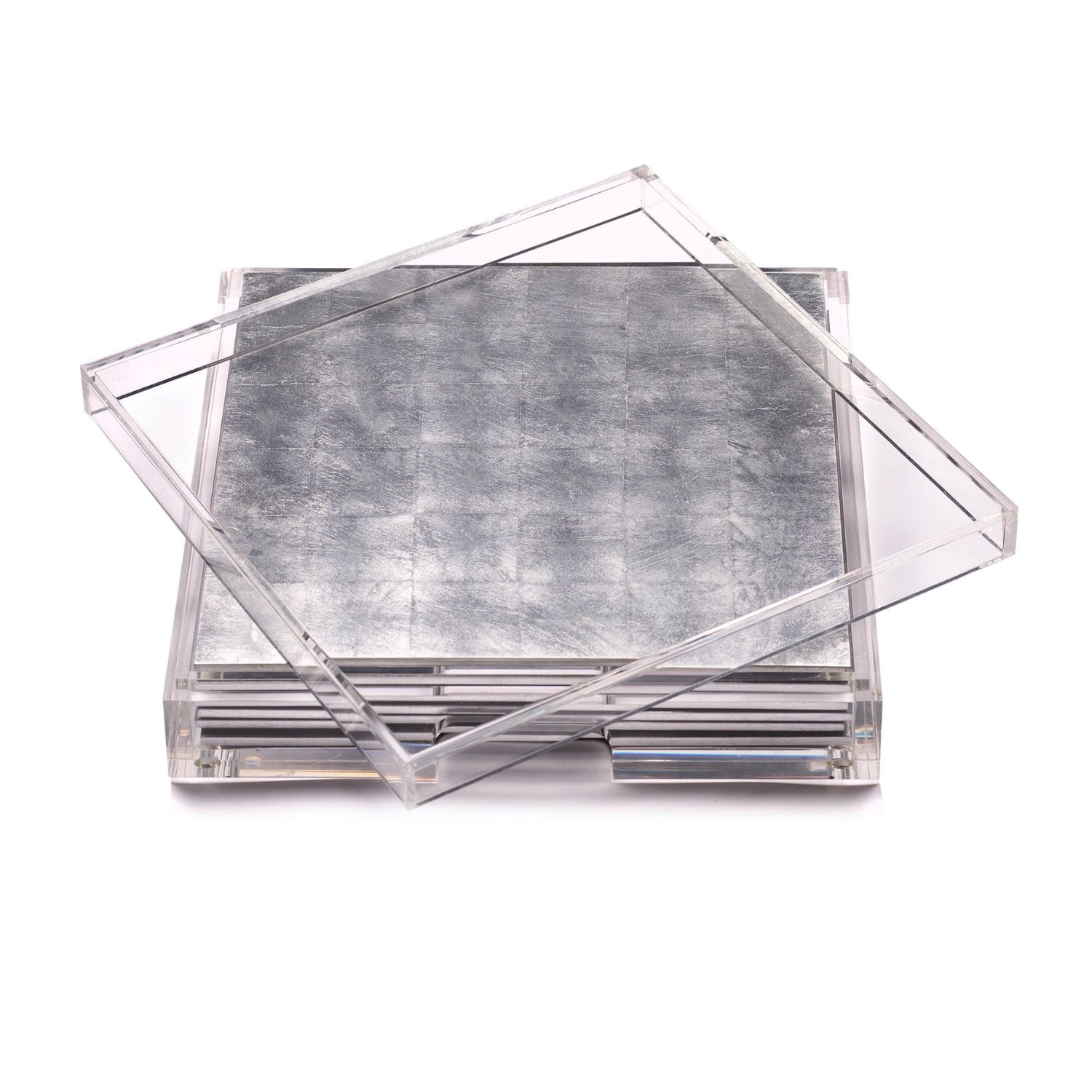 Posh Trading Company Placebox Clear Silver Leaf - Chic Matte Silver