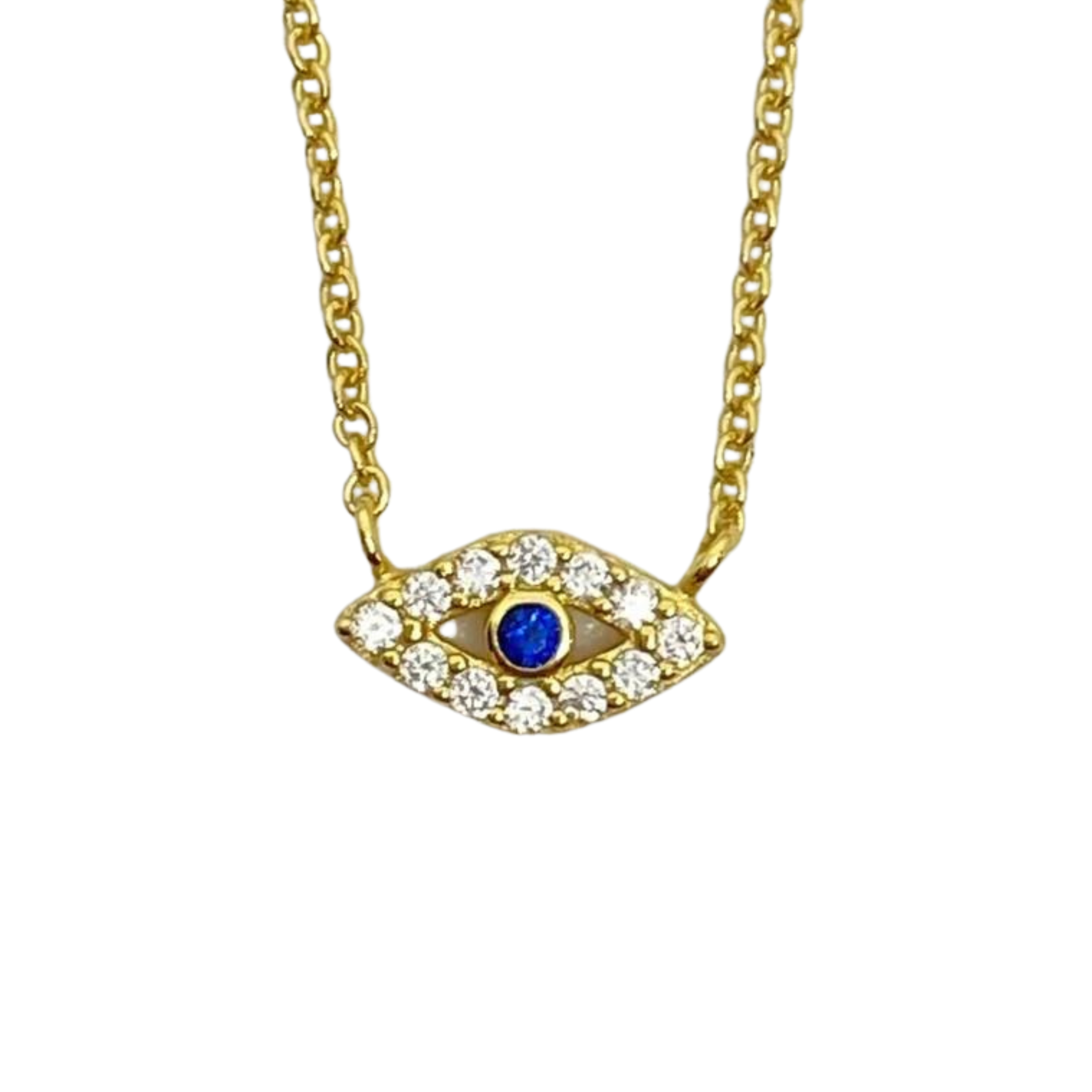 Nazzar Women's Gold / Blue Mini Pave Evil Eye Gold Necklace In Multi