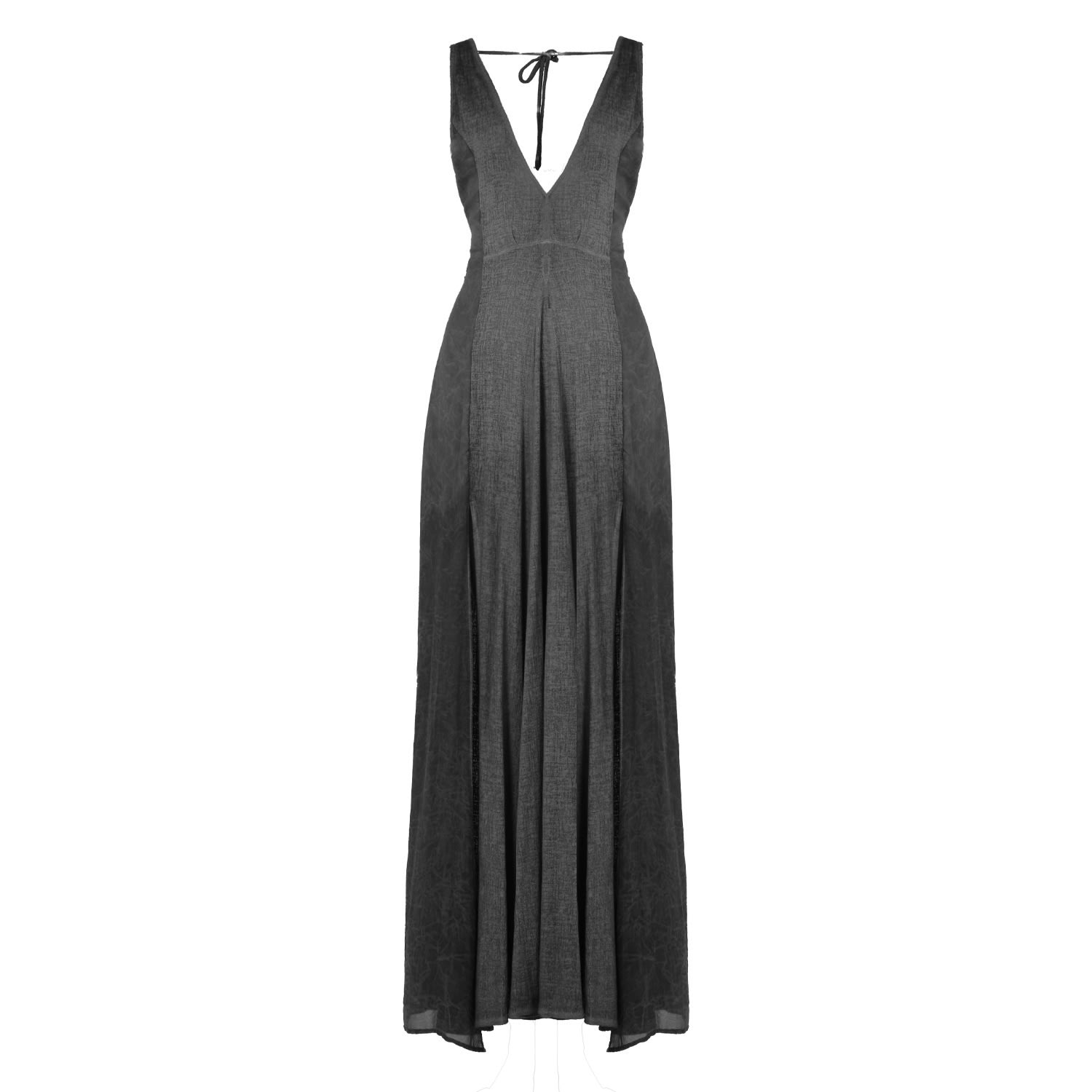 Zhenabia Women's Black / Grey / Neutrals Zhe Dress Charcoal - Boho Maxi Dress In Black/grey