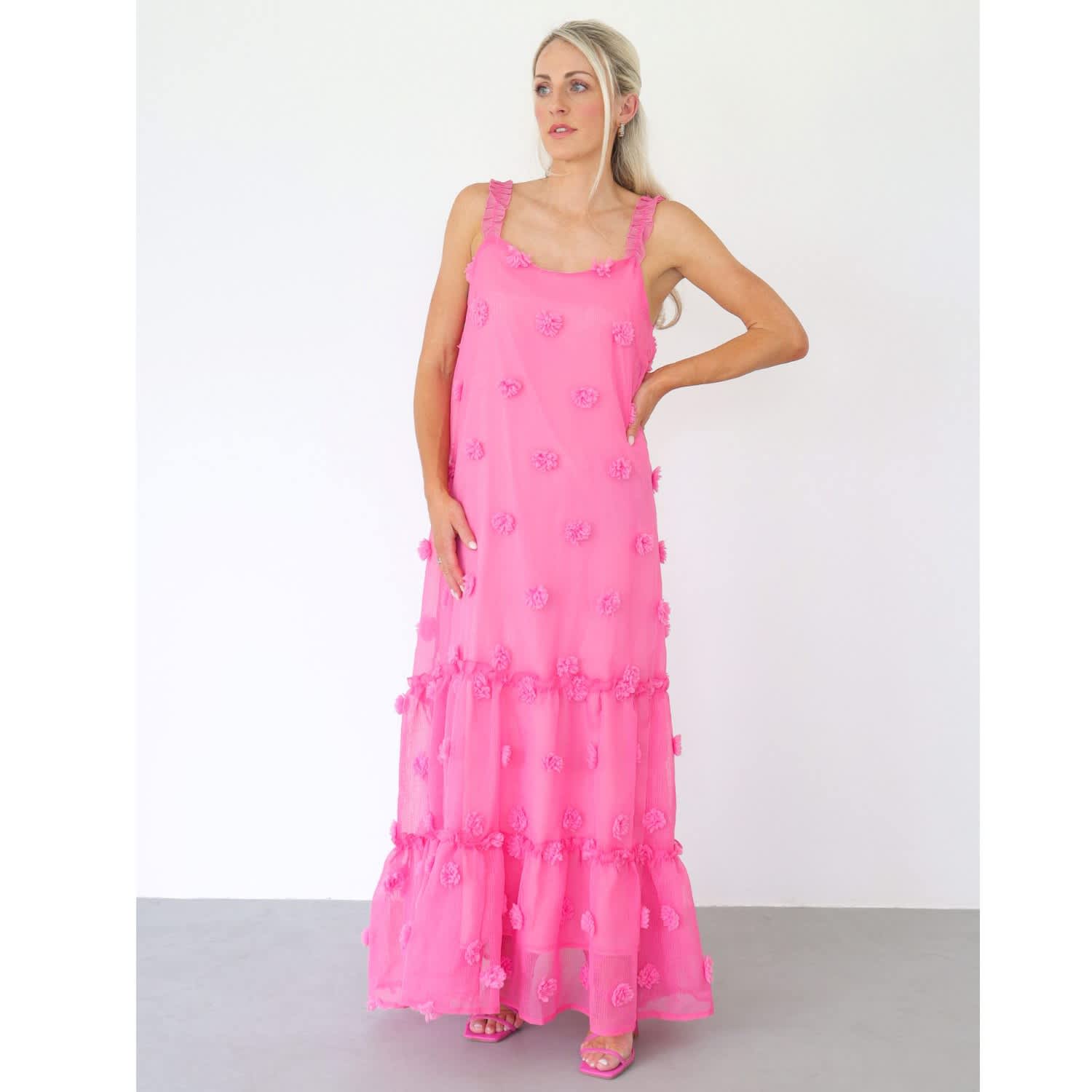 Layered Maxi Flowy Dress Pink | AMAANALUX | Wolf & Badger