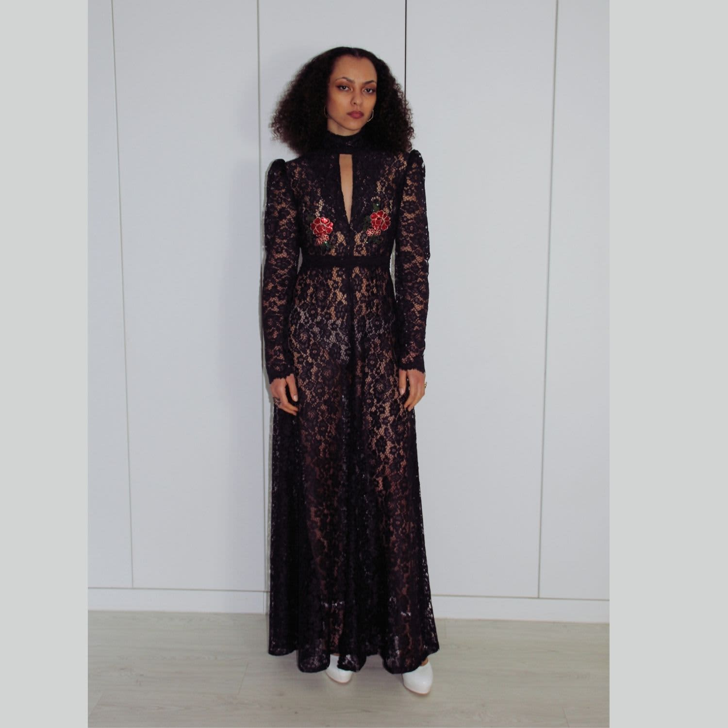 black sheet dress Lace Vintage Maxi High Neck by Couture To Your Door WinterWedding