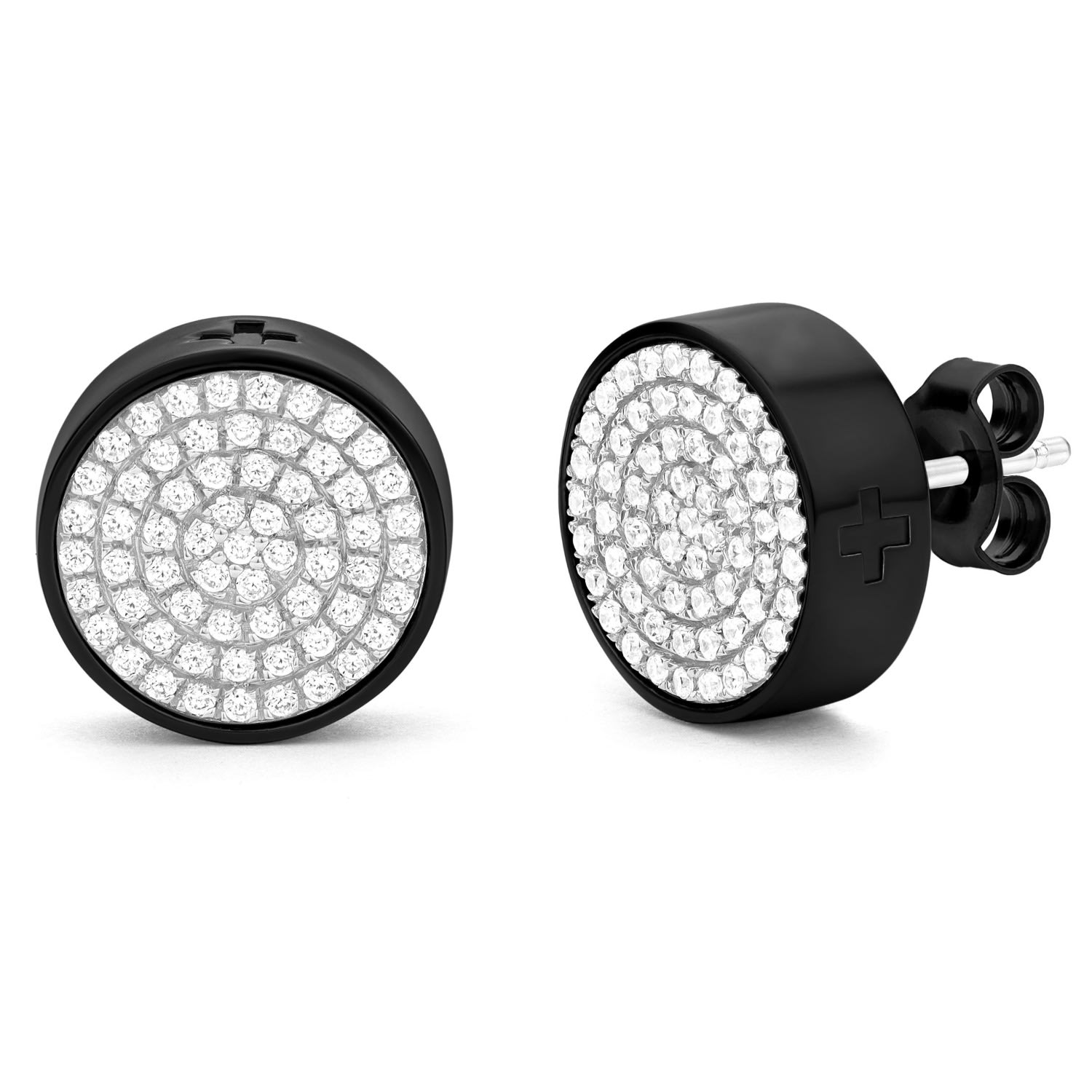 Women’s Two-Tone Circle Earrings In Black - L All Incl.+