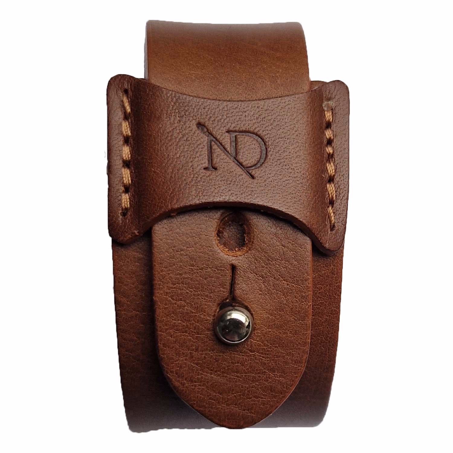 N'damus London Women's Finsbury Brown Natural Grain Leather Bracelet With Silver Button In Brown