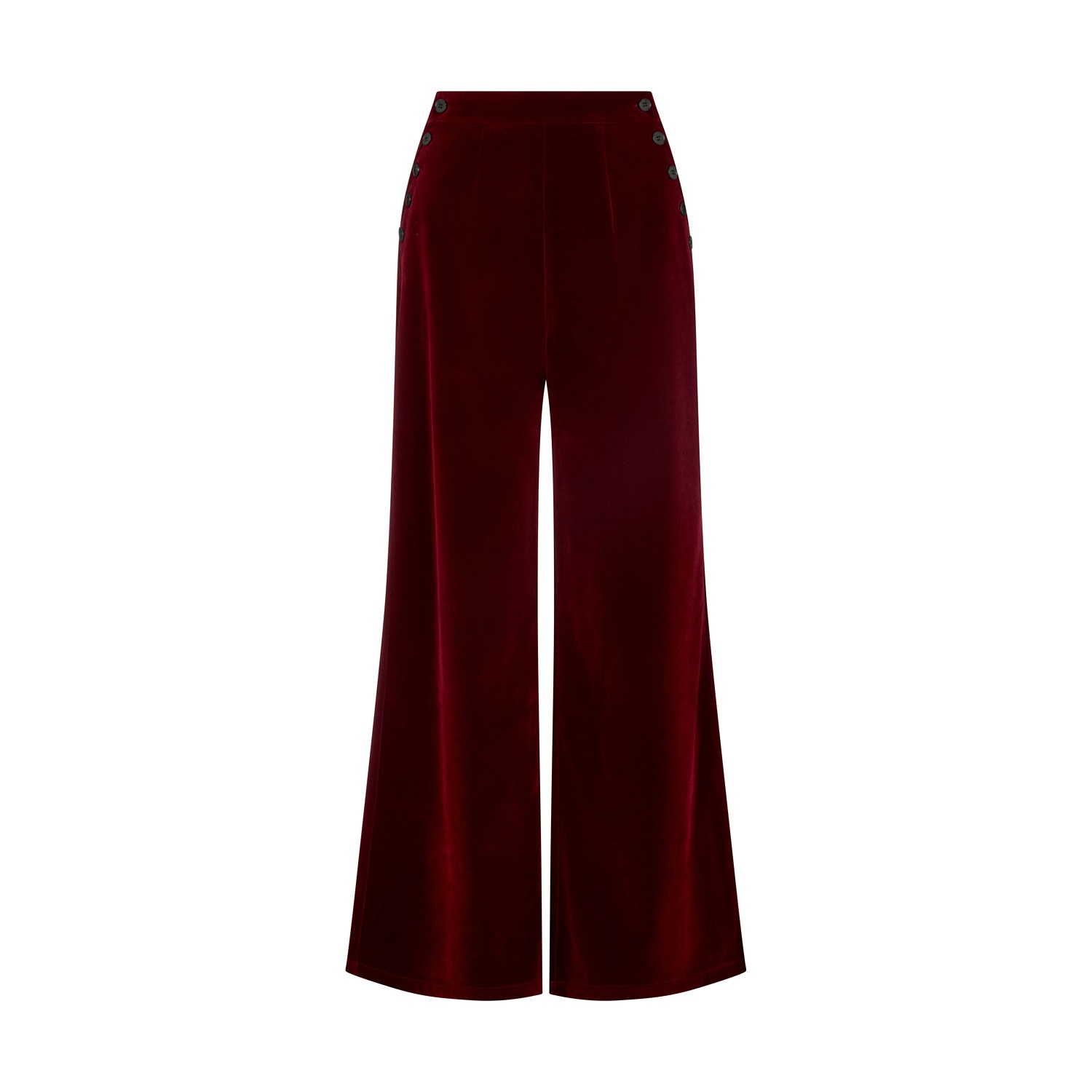 Women's Red Maiden Wide Leg Velvet Trouser In Burgundy | Extra Large | Lily and Lionel