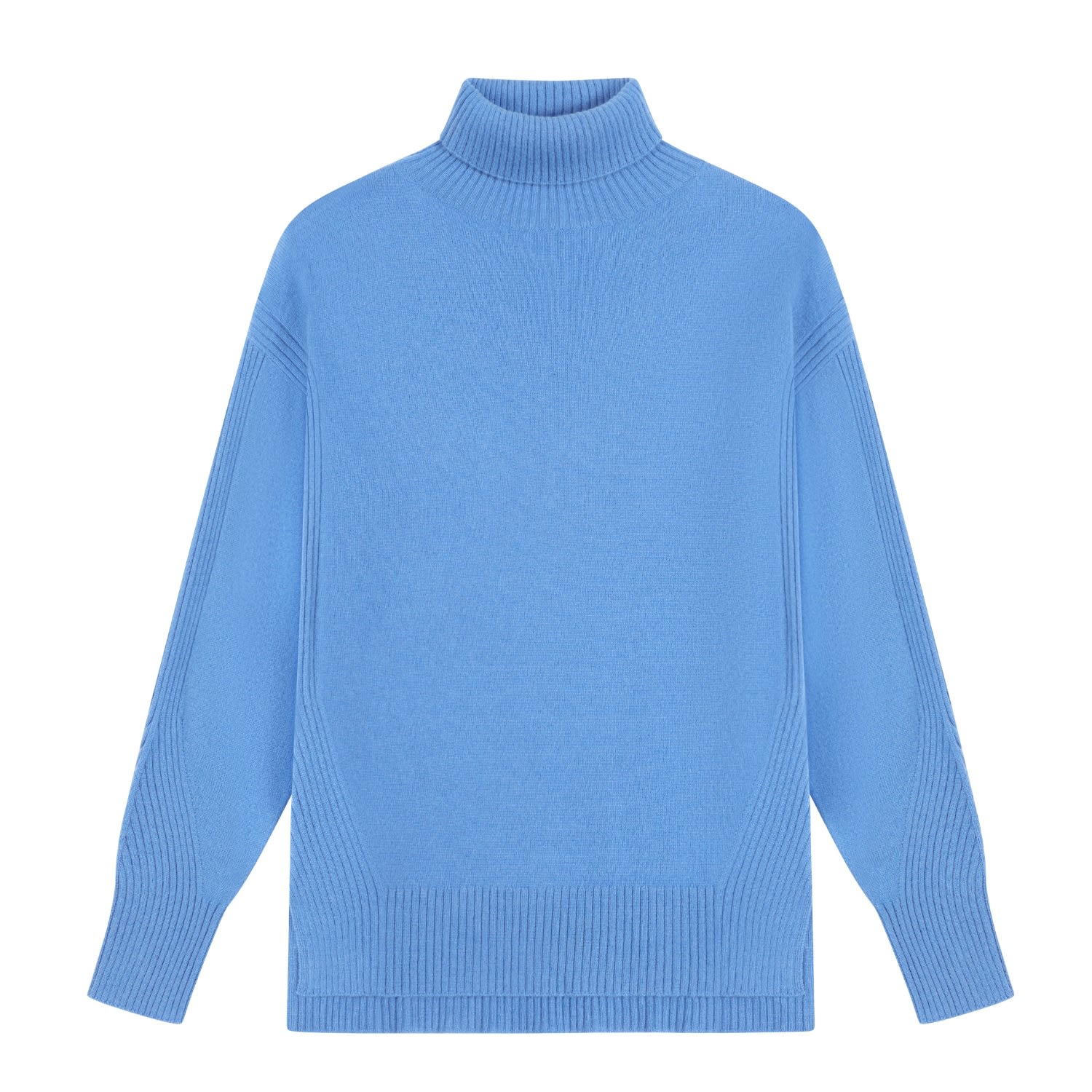 Loop Cashmere Women's Chevron Detail Relaxed Polo Sweater In Lake Blue In Blue