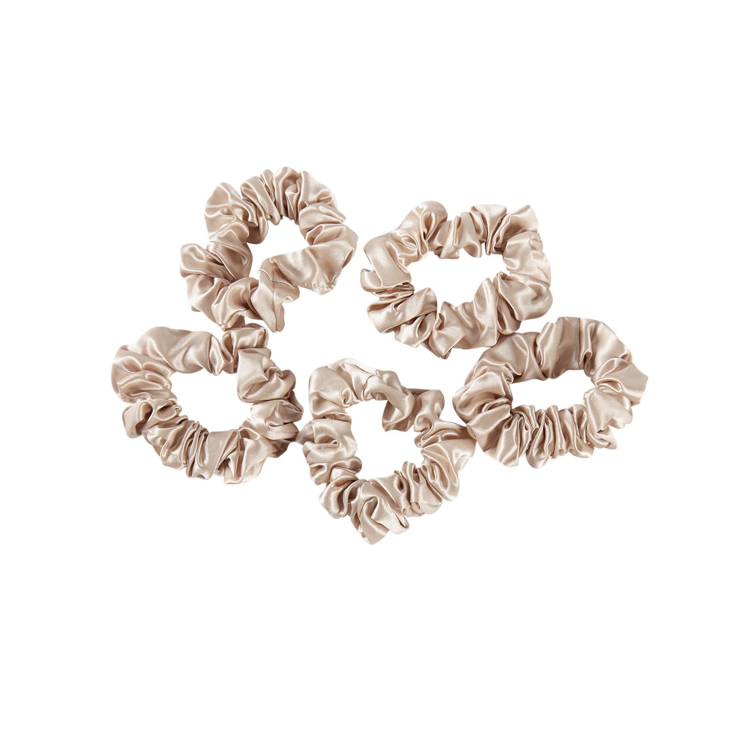 Women's Neutrals Pure Mulberry Silk Regular Scrunchie Set Of Five In Beige | One Size | Soft Strokes Silk