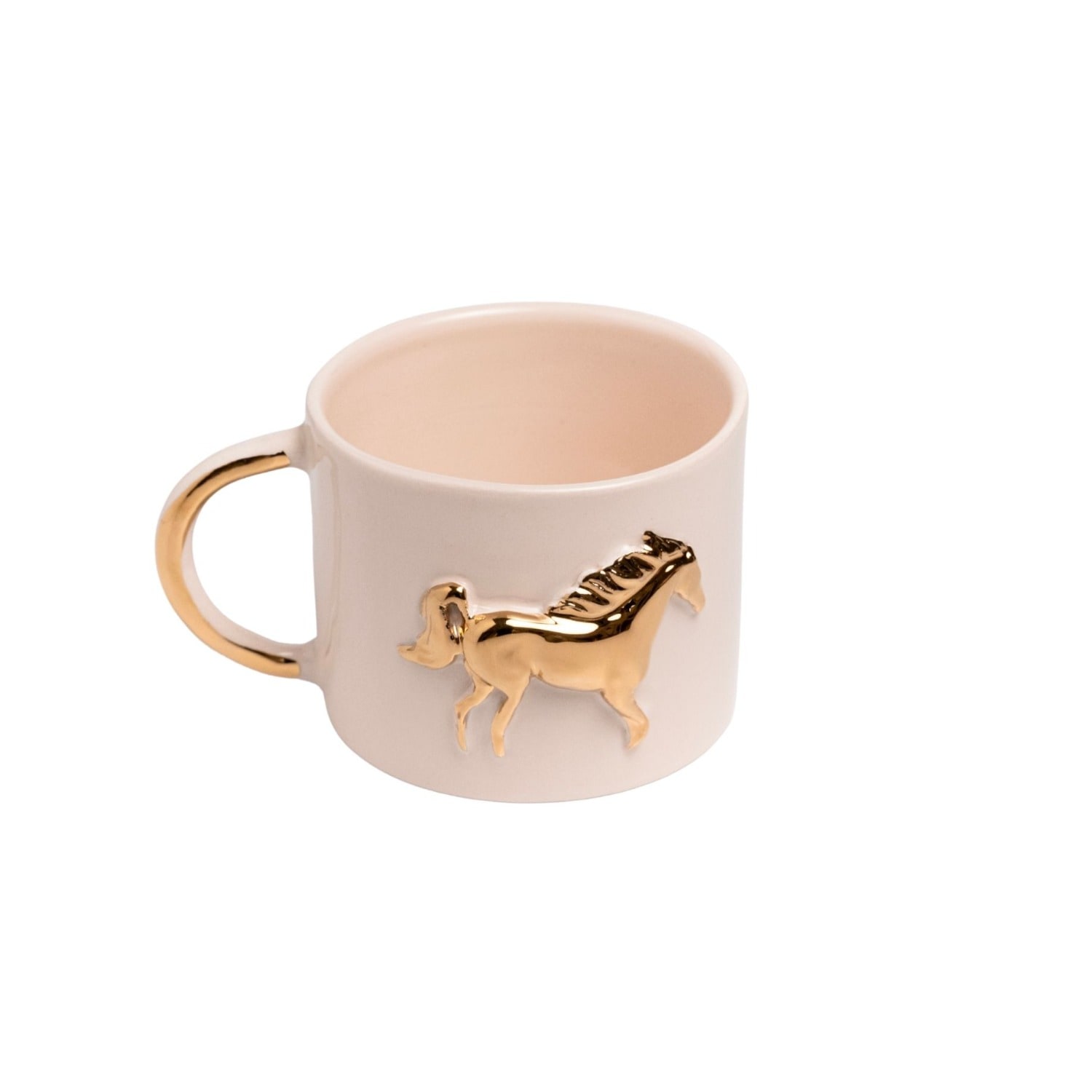 Anatoliacraft Gold / White Golden Horse Hand-painted Ceramic Mug In Multi