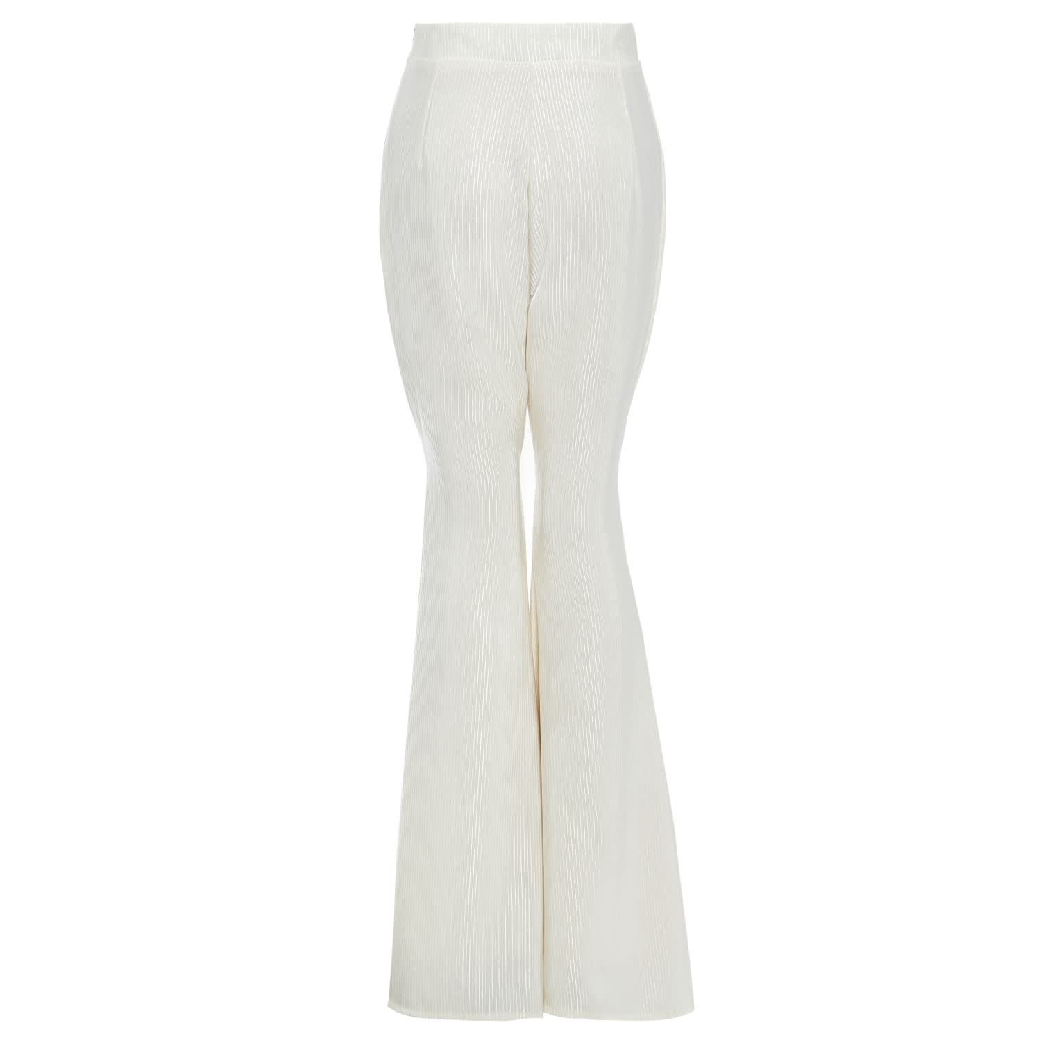 white high waisted flared trousers