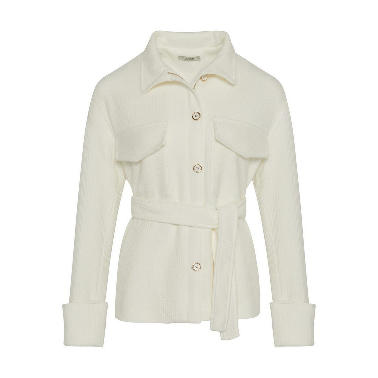 Women’s White Oversized Belted Ecru Jacket Small Rue Les Createurs