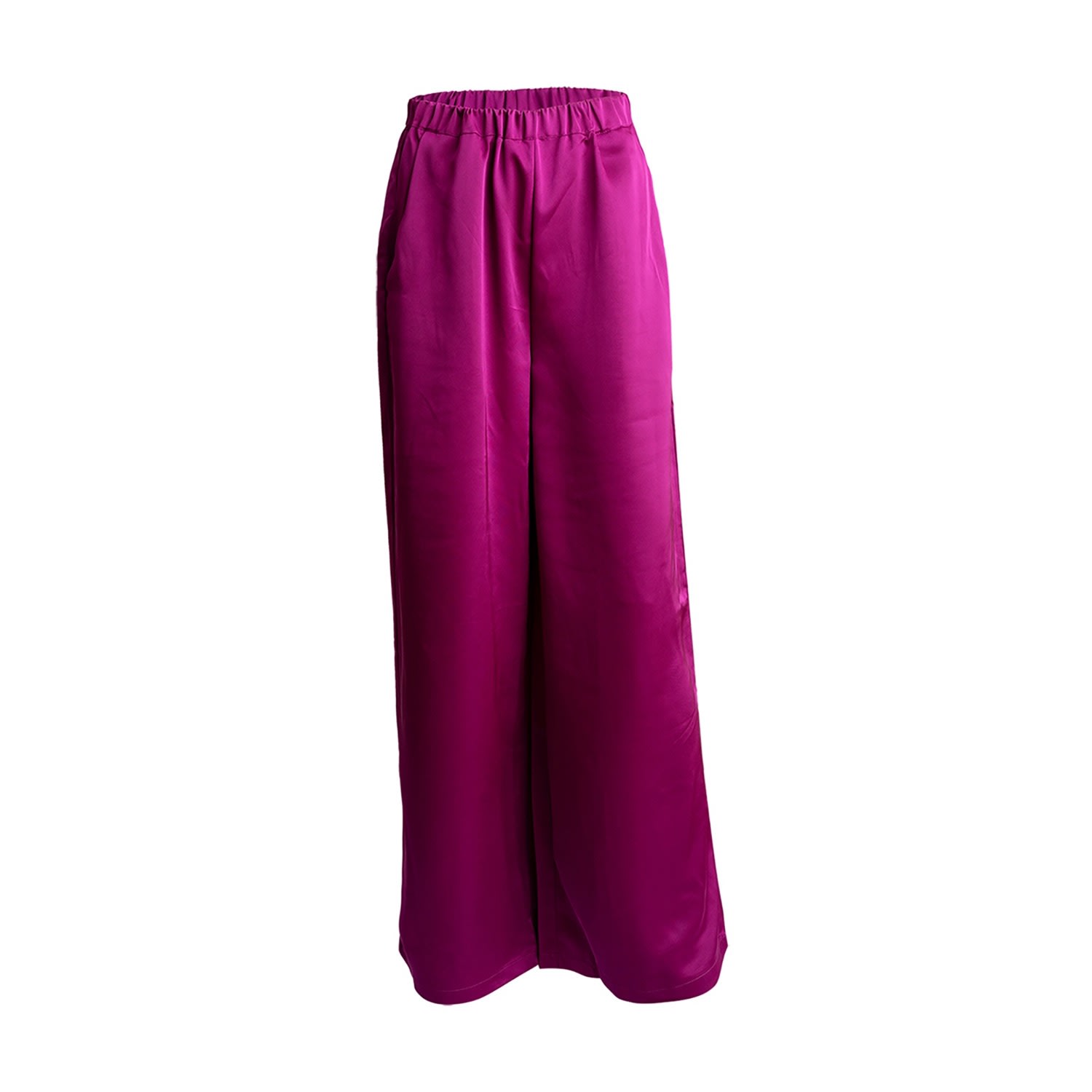 Women’s Red Melissa Elastic Waist Wide Leg Pant - Magenta Large Alanakayart