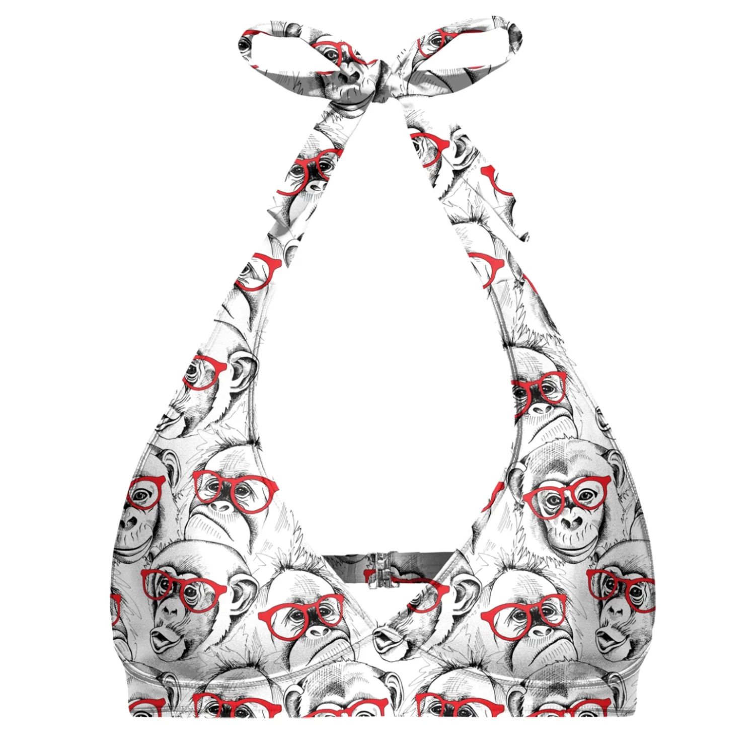 Aloha From Deer Women's White / Red Cheeky Monkey Halter Neck Bikini Top In White/red
