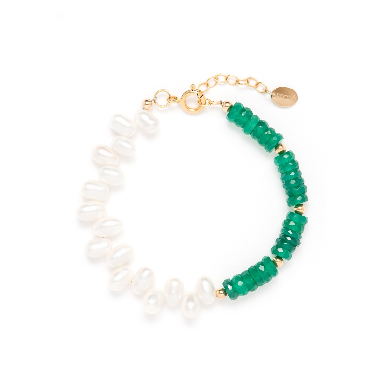 Monái Women's Green / White Green Onyx Asymmetric Bracelet In Multi