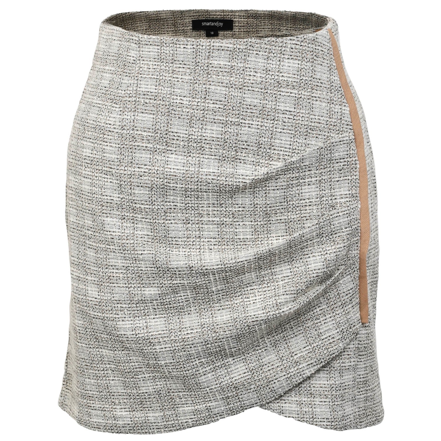 Smart And Joy Women's Short Skirt With Side Drape And Bias - Brown In Brown