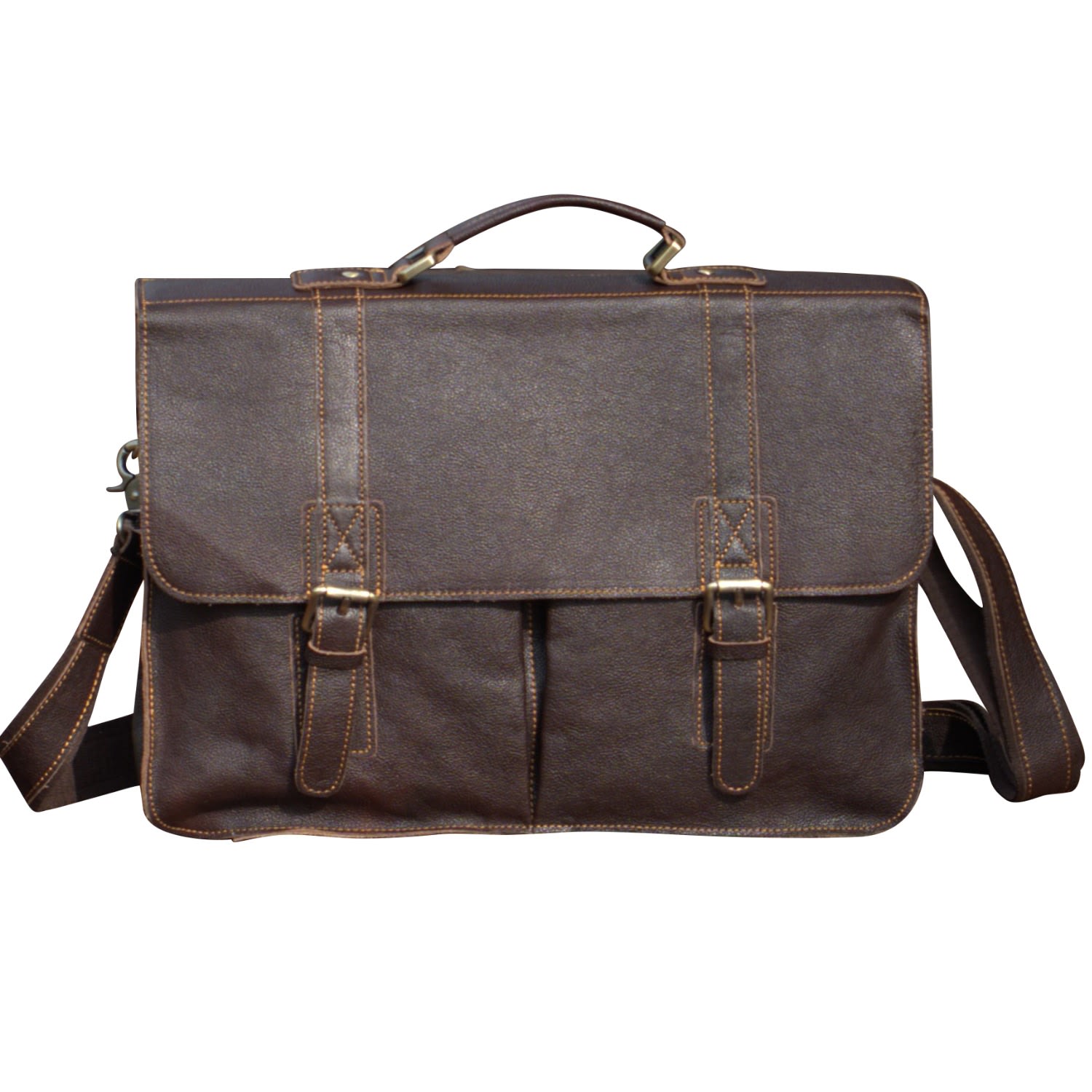 Women’s Worn Look Genuine Leather Messenger - Taupe Brown Touri