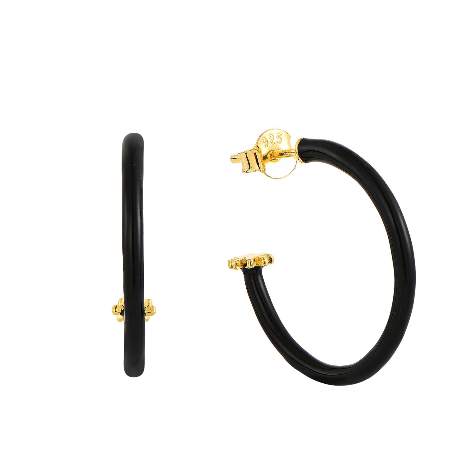 Pinnole Women's Gold Black Earrings In Black