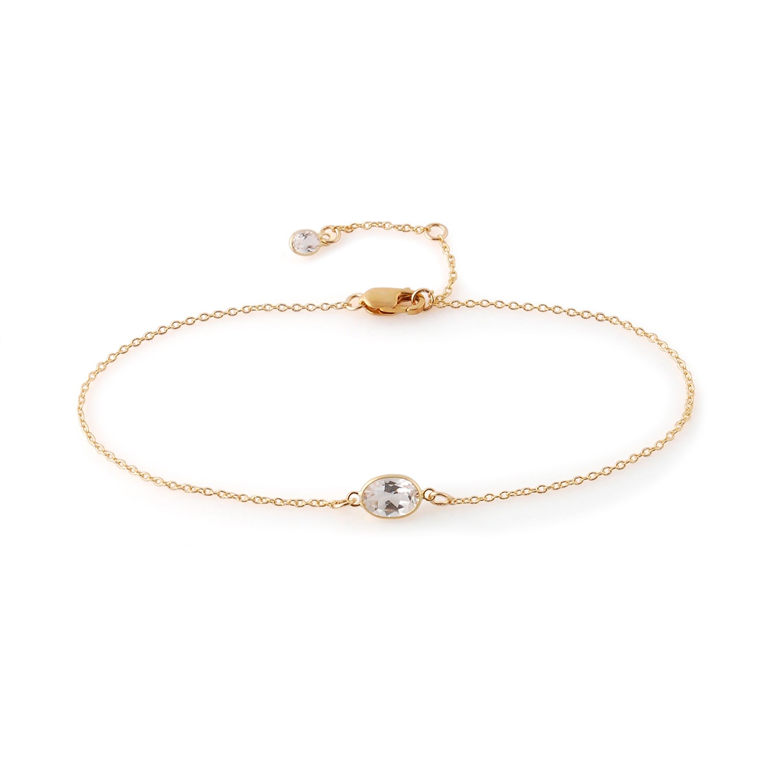 Women’s Gold / White Single Stone Bezel Set White Topaz Bracelet In 14 Karat Yellow Gold Amy Gambill Designs