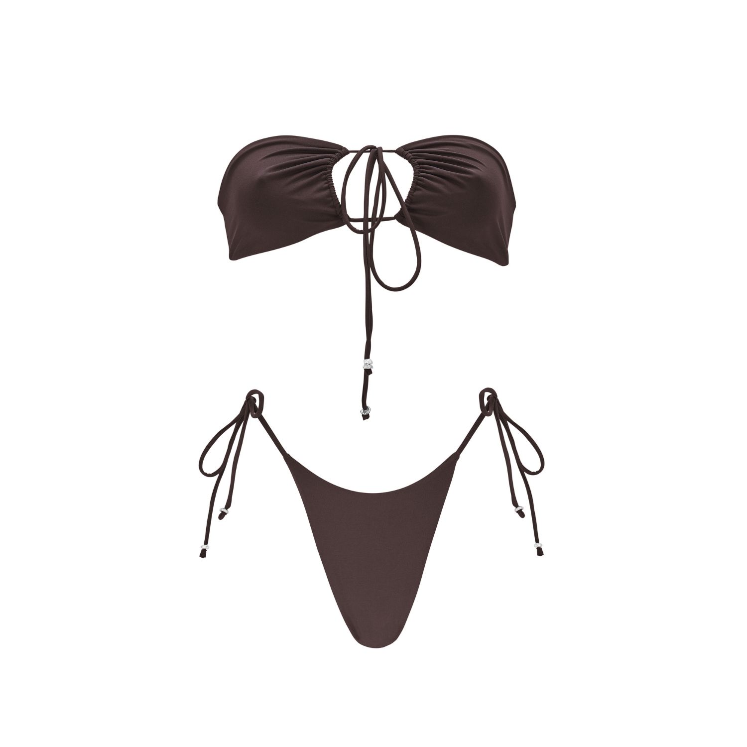 Women's Brown Bikini With Tahitian Keshis - Vaipoe Set - Espresso | Extra Small | Seanay