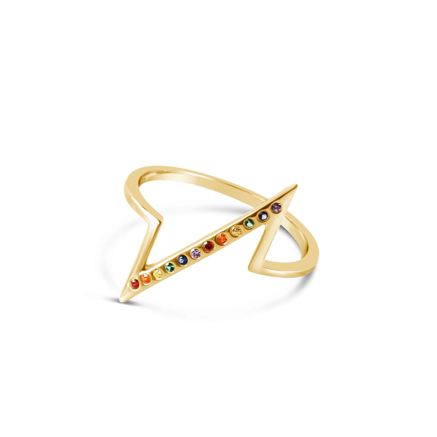 Women’s Rainbow Breakline Ring- Gold Glamrocks Jewelry