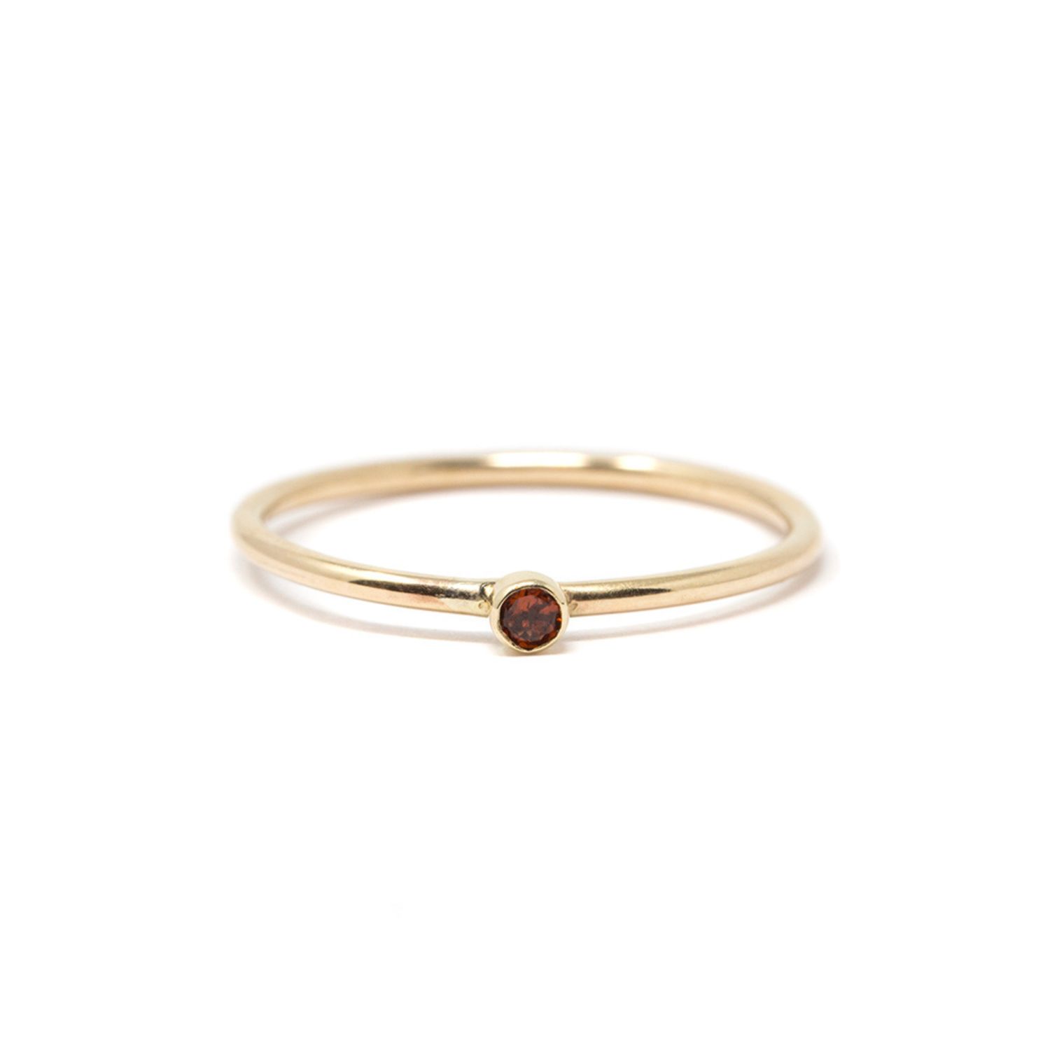 Nasi Silver Women's Red Slim Gold Single Stone Ring- Garnet In Gold