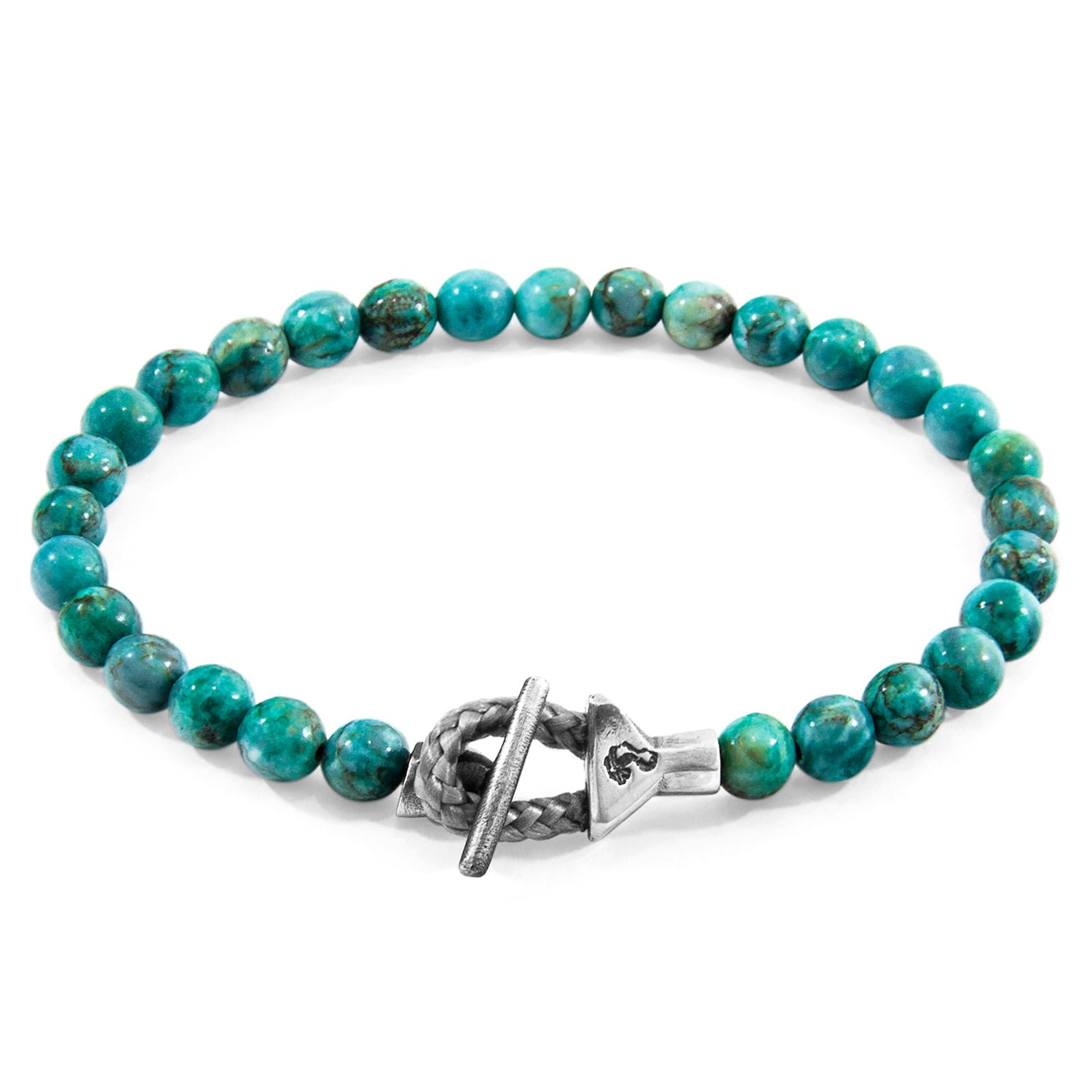 Anchor & Crew Men's Blue Turquoise Mantaro Silver & Stone Bracelet In Blue