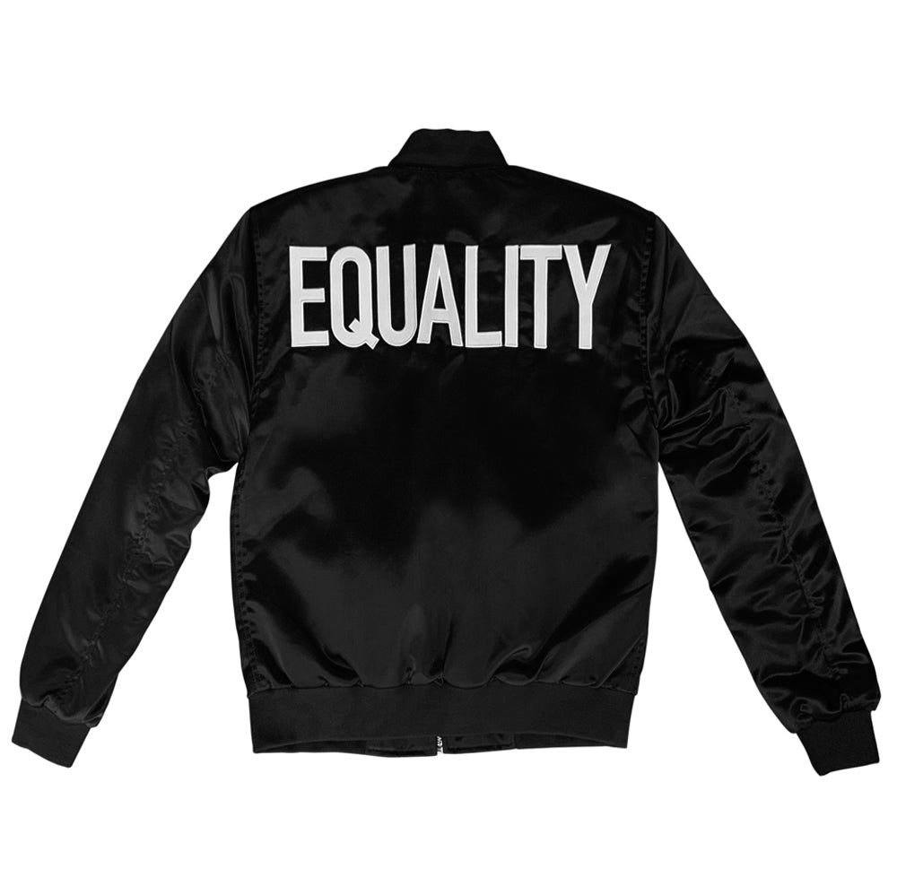 Men’s Black Satin Equality Jacket - Unisex Medium Cool Creative