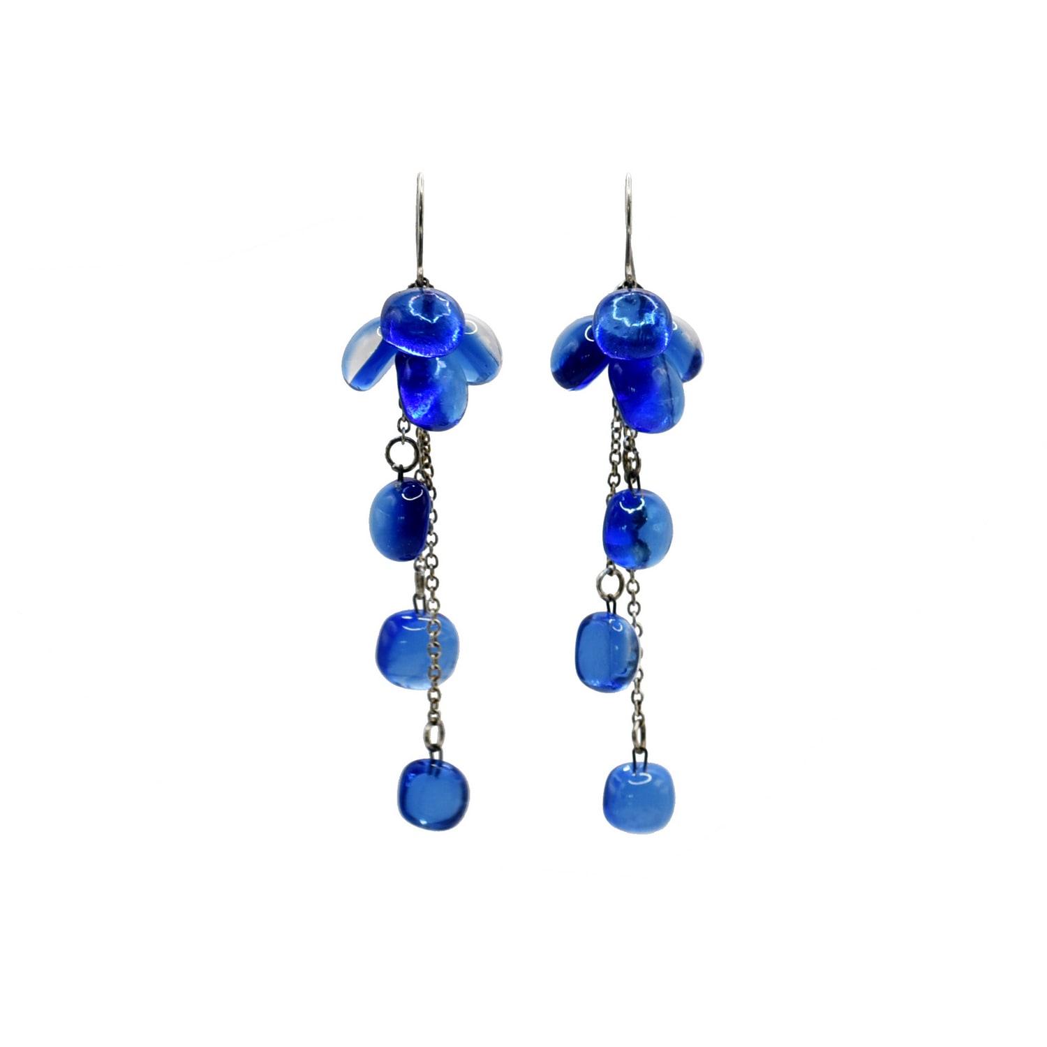 Laura Daili Women's Blue / Silver Blue Ocean Glass Cluster Earrings In Multi
